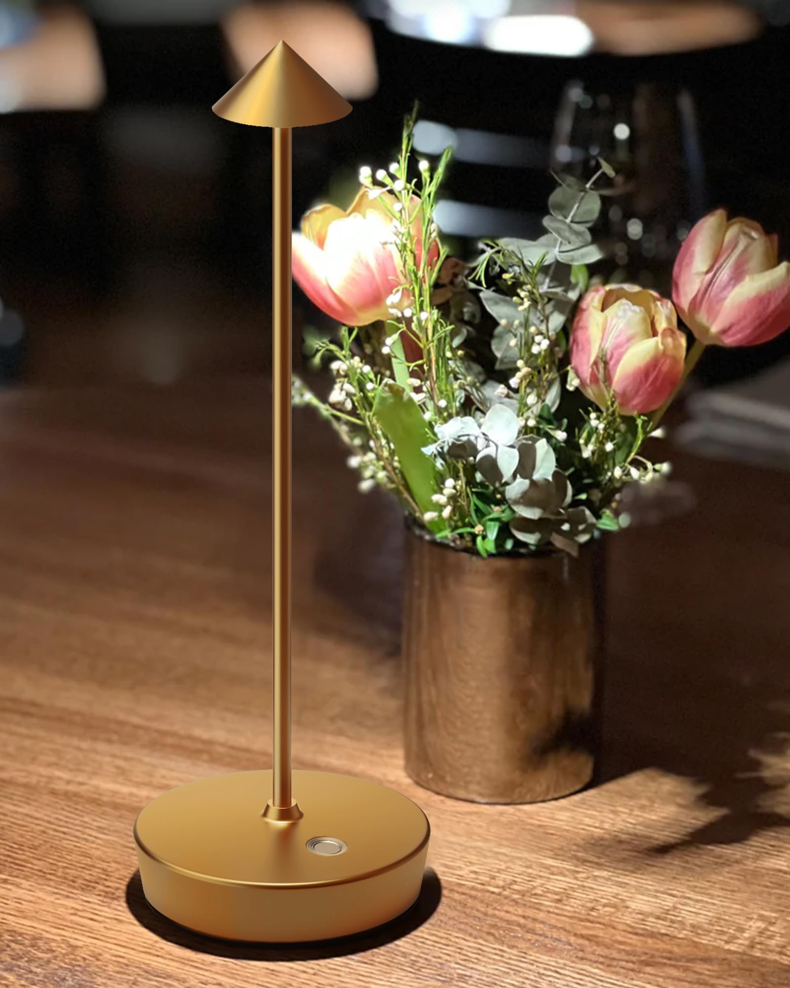 SHANGCAI Cordless Table Lamp, 6000mAh Rechargeable LED, Waterproof, Touch Dimmable, 12.8" H, Bronze, Model X12