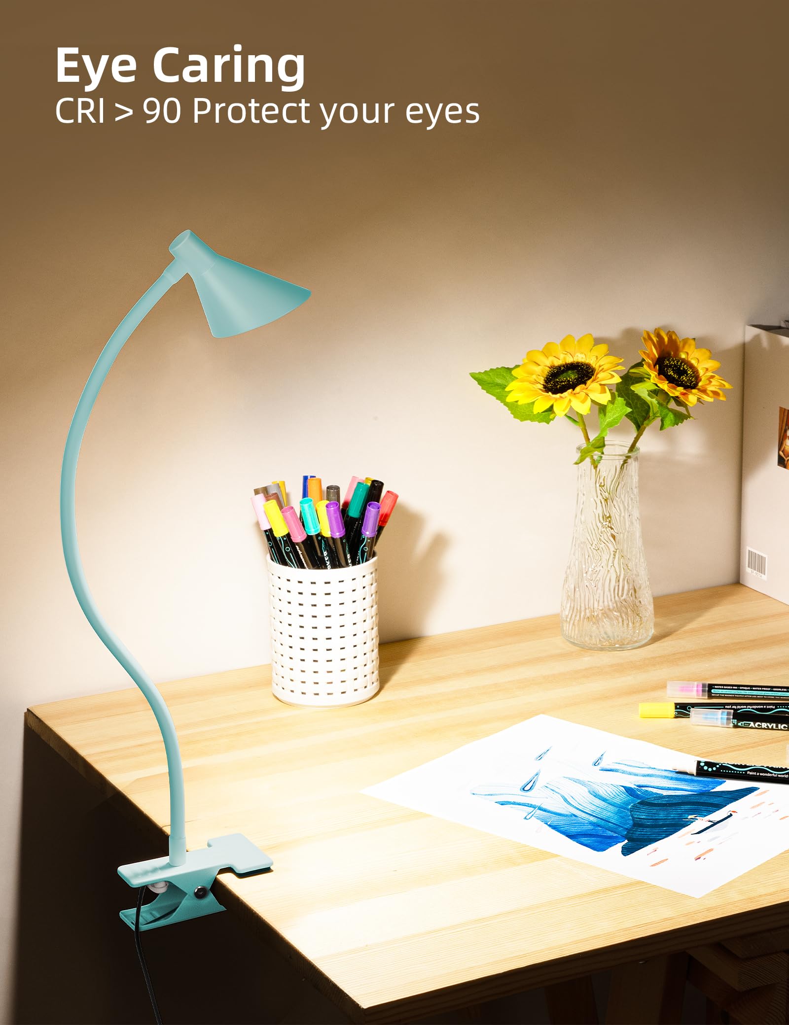 Lifmira Desk Lamp Clip On Lamp For Bed Headboard Reading Light For Bed, 3 Color Modes 10 Dimmable Brightness, Book Light For Rea