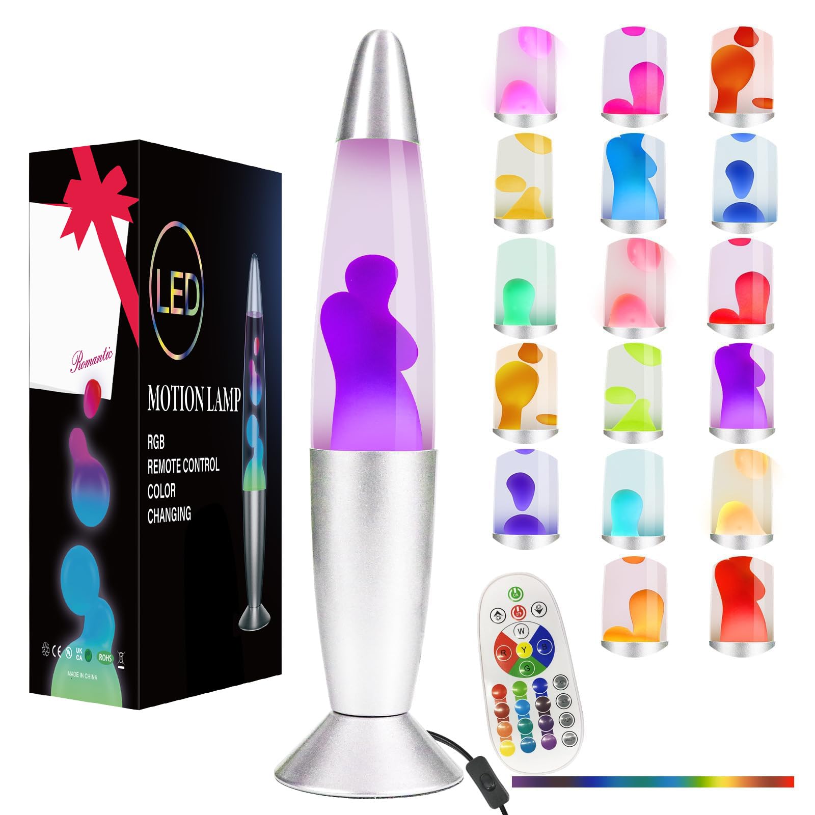 Liquid Motion Lamps with Remote 17 Color Changing Night Light 16 Inch LED Table Lamp Relaxing Liquid Light for Kids Adults Teens