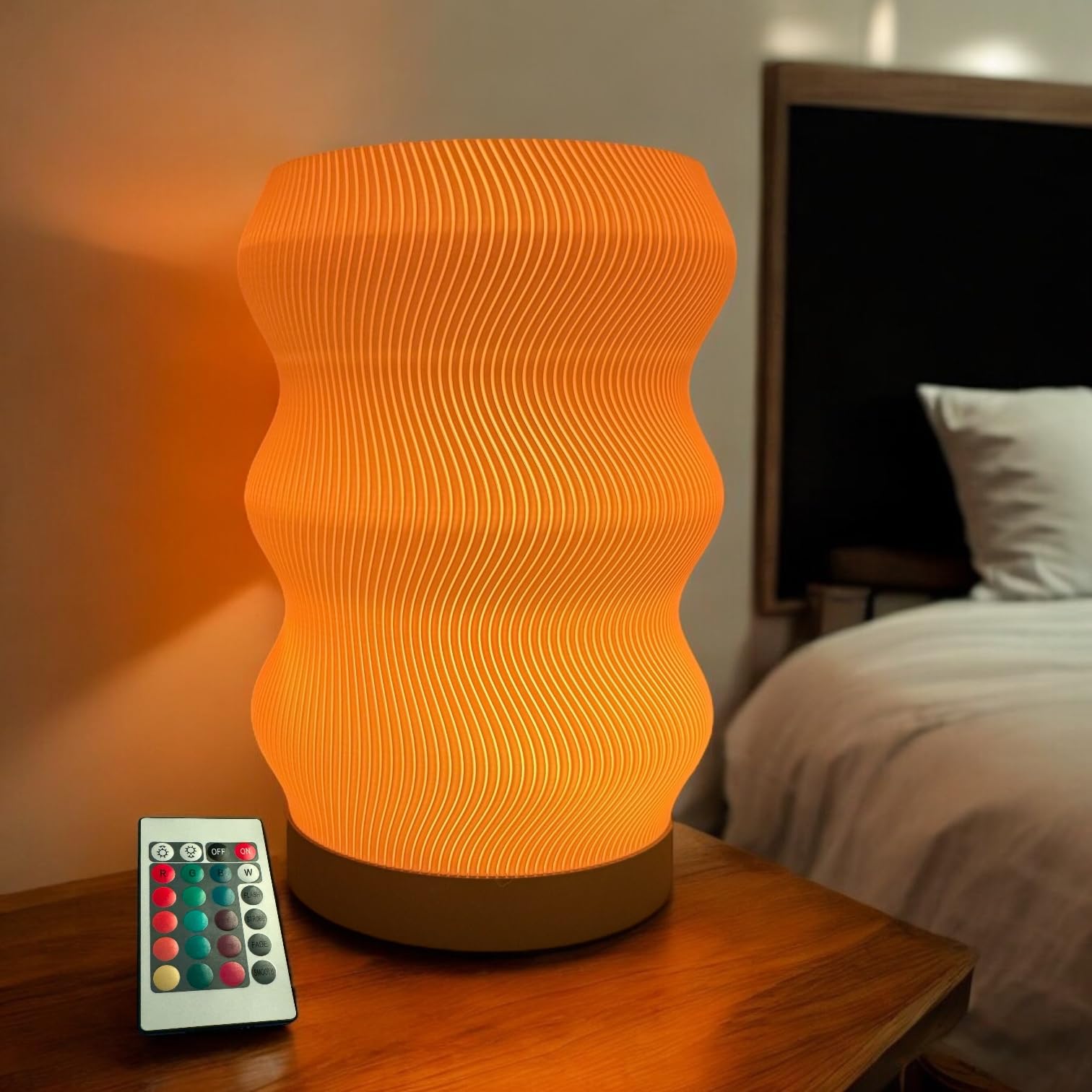 Wave Table Lamp - Modern Bedside Light For Bedroom, Desk, Nightstand, Or Office - Mood Lighting Lamp - Eco-Friendly Gift Idea - 