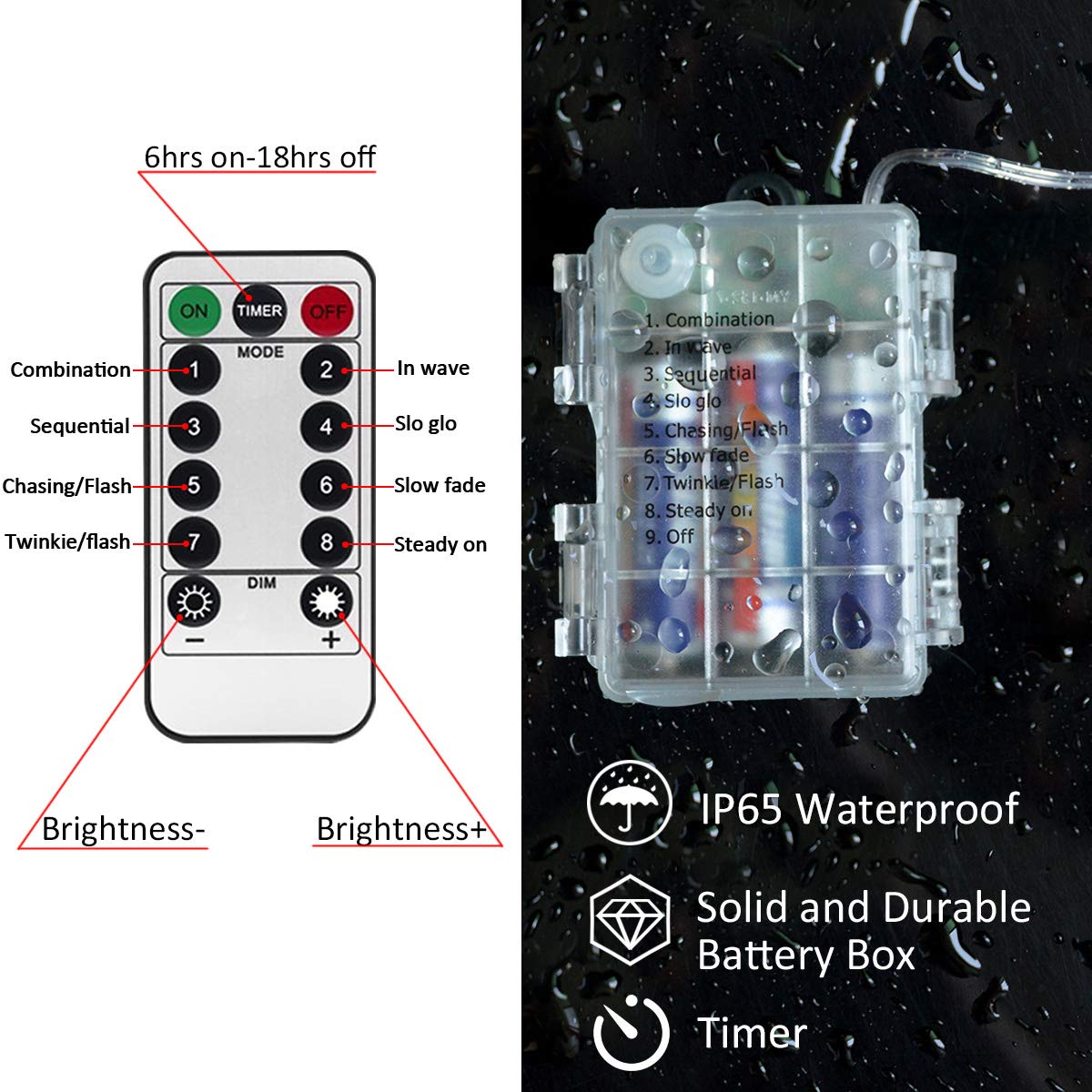 Homeleo Star Fairy Lights, 50 LED Warm White String Lights, Battery Powered, Remote Control, Model HLD361, Copper Material