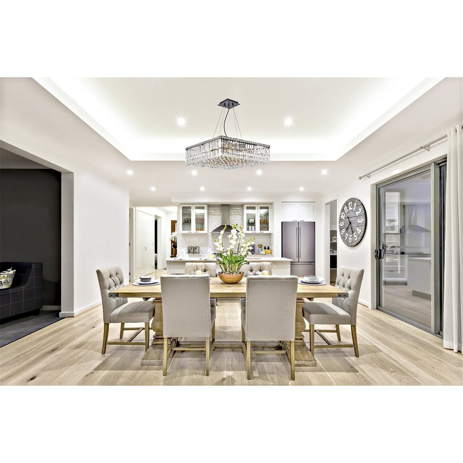 Elegant Lighting Maxime 24&quot; Black Metal & Crystal Chandelier - Luxurious Home Decor