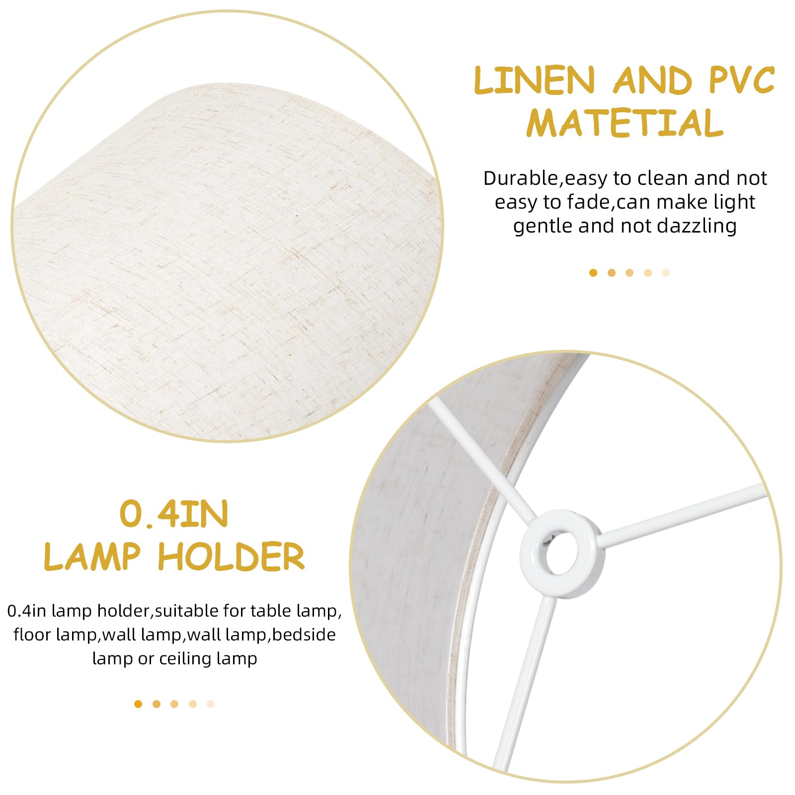 Drum Lamp Shade Set Of 2, 13X13X10 Inches Easy Assembly Lampshades For Table Lamp, Bedside Lamp, Floor Lamp, Spider Fitter (Linen White)