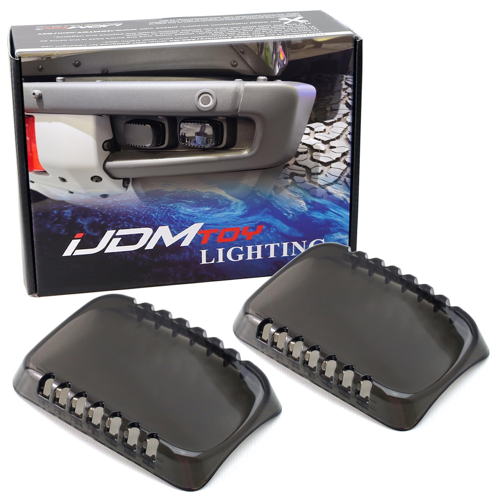 iJDMTOY LED Pod Fog Light Shield Covers, Dark Tinted, Compatible with 2021-up Ford F-150 Raptor & 2022-up Bronco Raptor