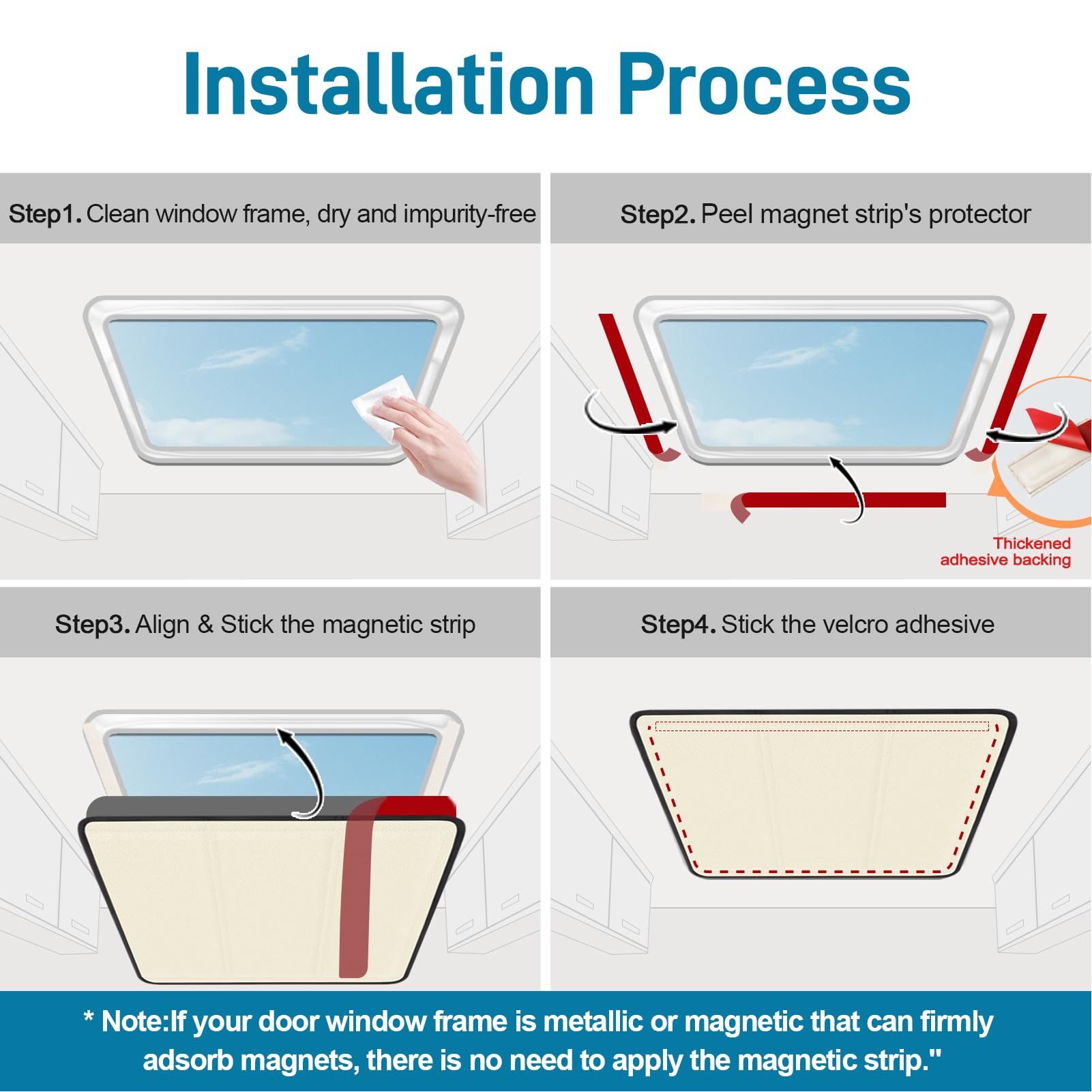 SUNICO RV Door Window Shade Cover - 16.5" X 16.5", Magnetic 100% Blackout, Anti-UV Aluminum Foil, Waterproof, Beige