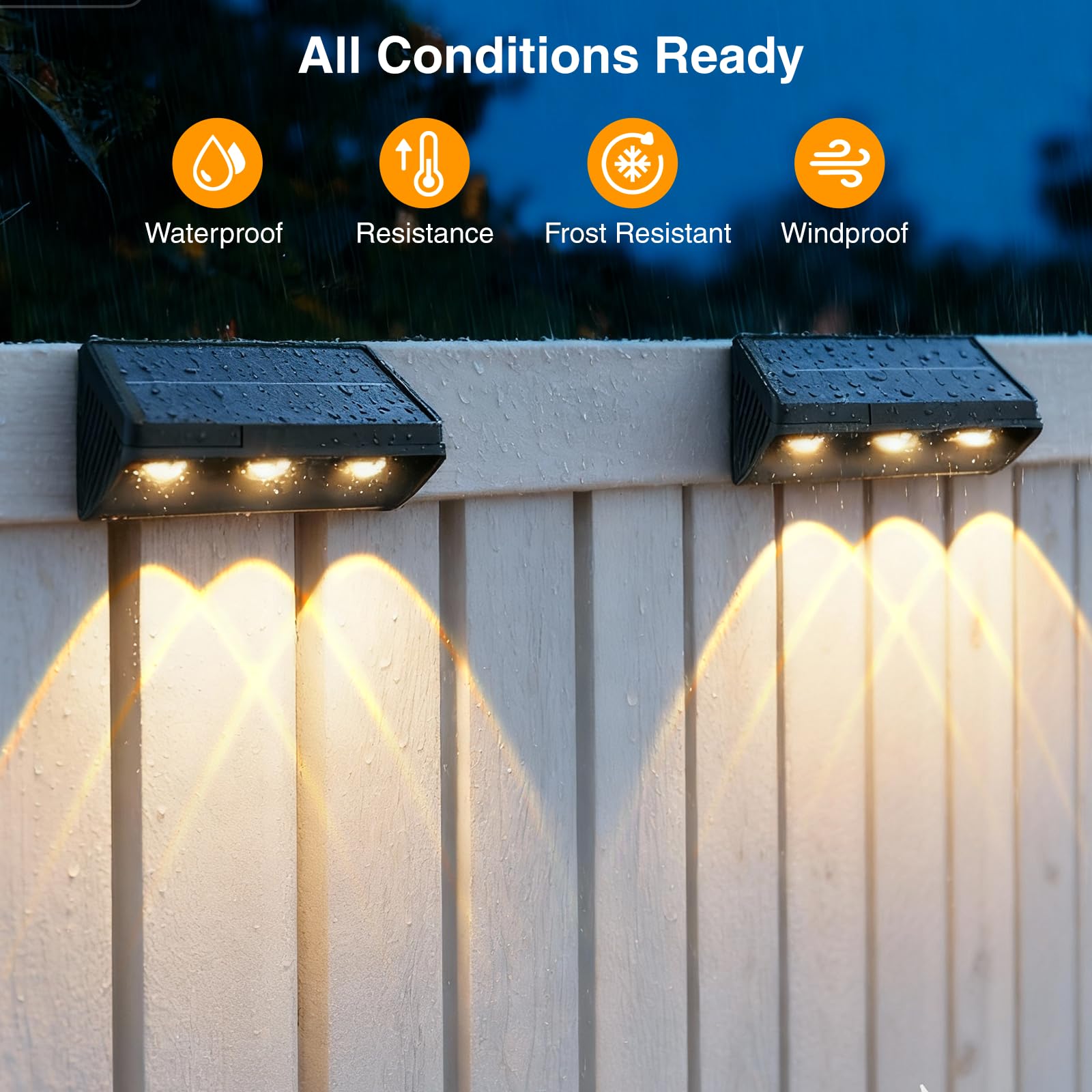 Onforu Solar Fence Lights 8 Pack Solar Lights Outdoor 3 Modes (Warm/Neutral/Cool White) For Outside Dusk To Dawn Outdoor Lighting Ip65 Waterproof Deck Lighting For Patio Step Backyard Railing Wall