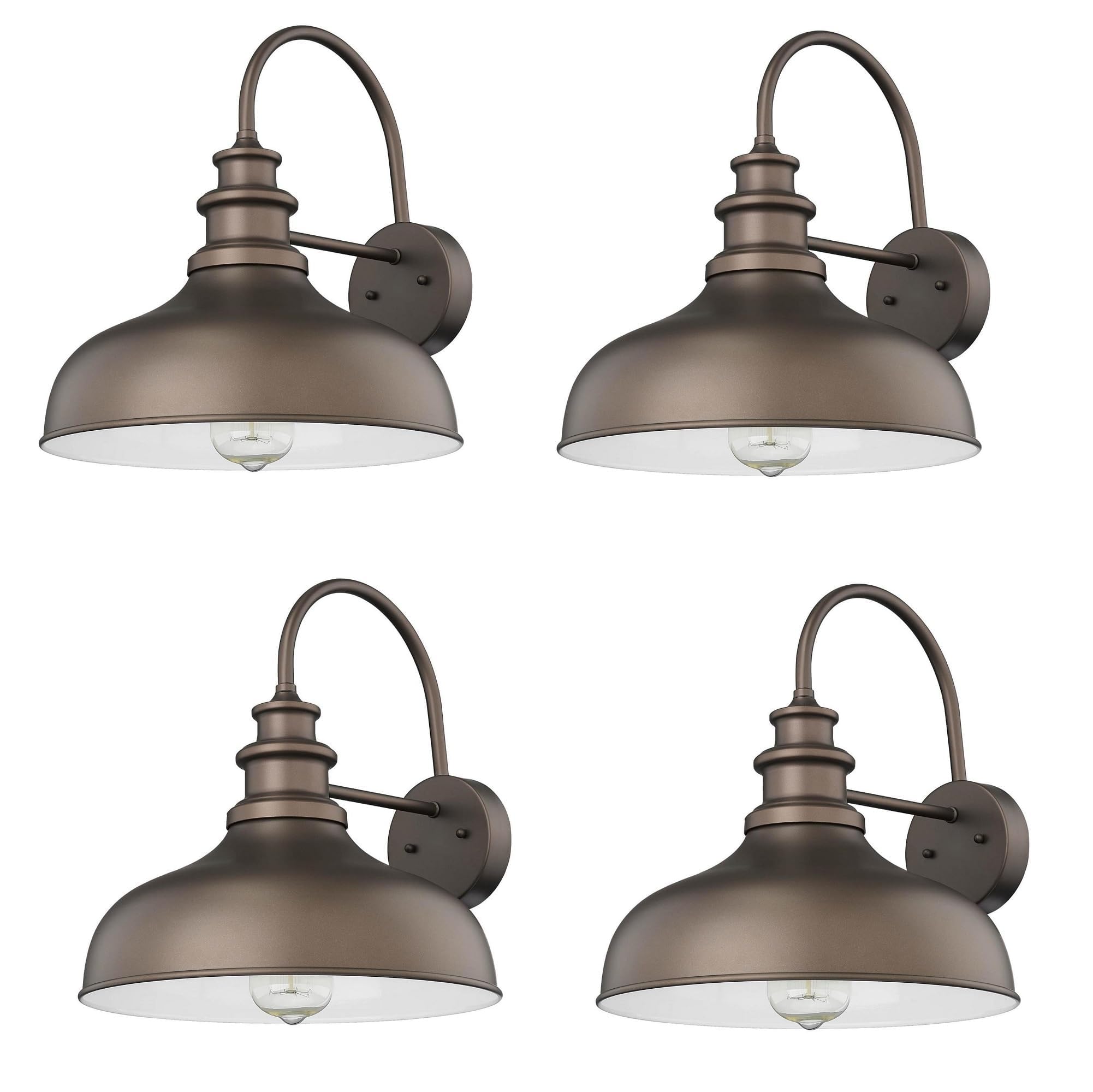 Bestshared Industrial Farmhouse Outdoor Wall Sconce 4pack (ORB+White  4 Light Sources  Black  11.4L x 13W x 13.5H  60W  Touch Control  ETL Listed  3-Year Warranty)