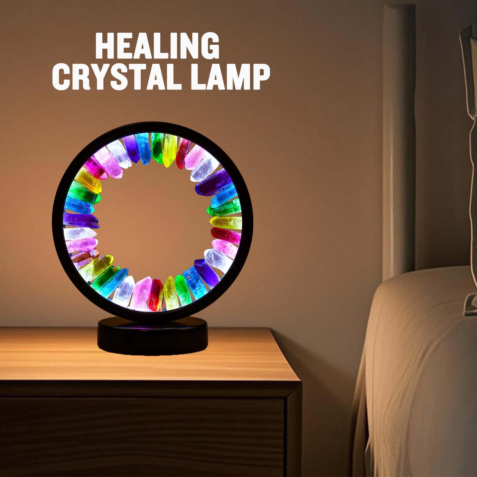 Runyansghi Chroma Electroplated Single Point Crystals Night Lamp 8.6  Healing Crystal Bedside Lamp Usb Port 3 Colours Dimming Mode Bedroom Lamp Suitable Night Light Office Home Decor Gift