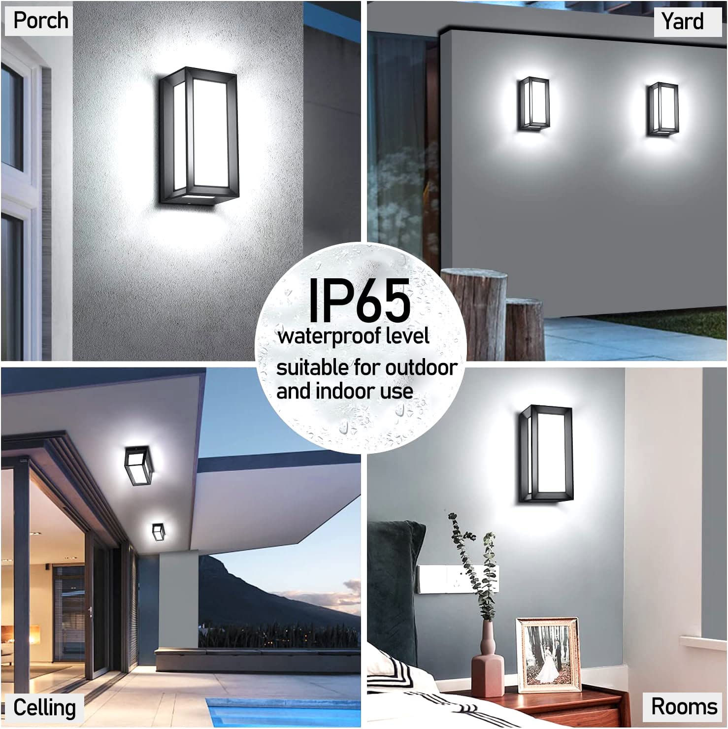 Sytmhoe 24W Led Outdoor Wall Sconce Lights, Ip65 Waterproof, Black Aluminum, 2 Packs