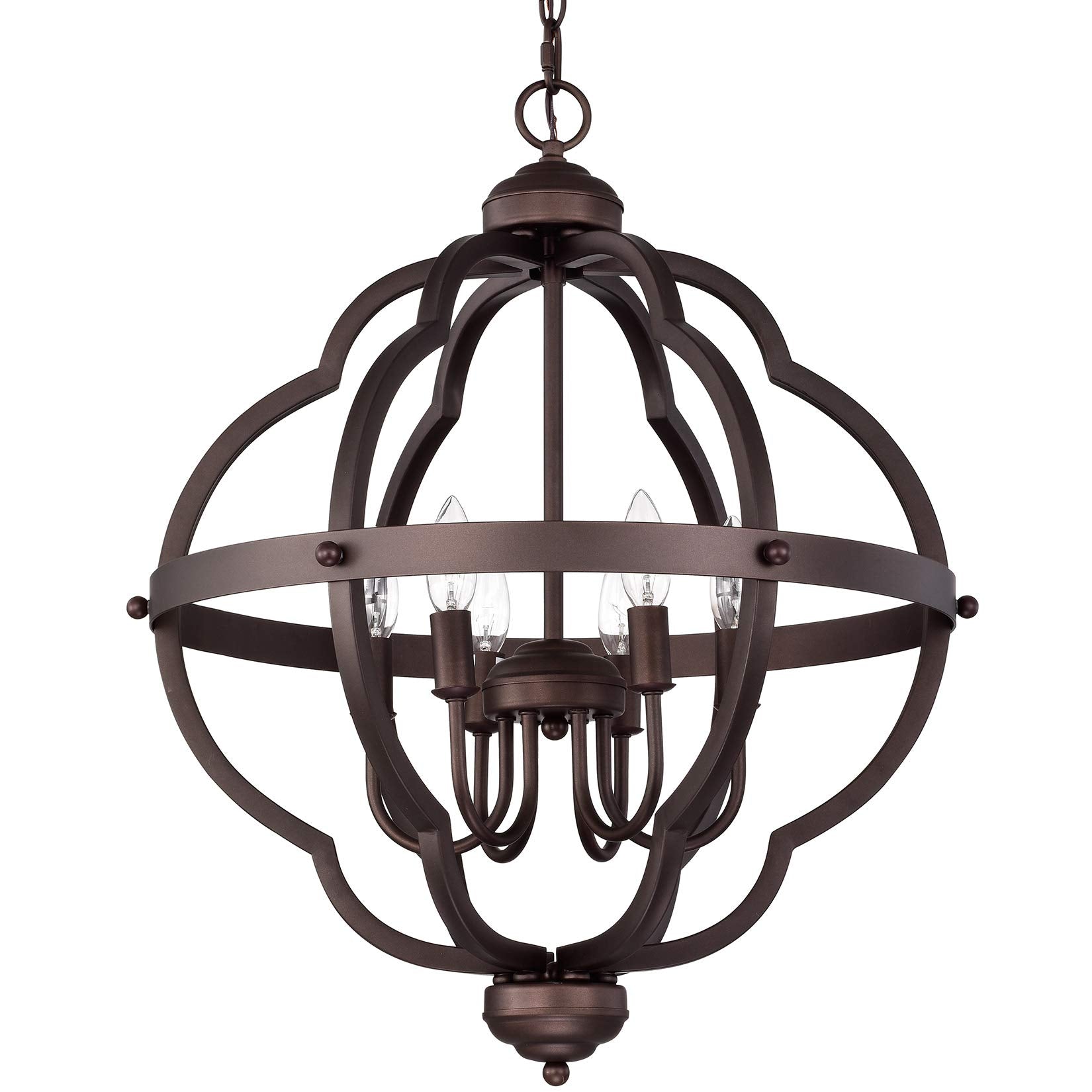 ACLand 6 Light Globe Pendant Light Fixture, Oil Rubbed Bronze Farmhouse Chandelier Lighting, Diameter 21 Inch Hanging Lights for