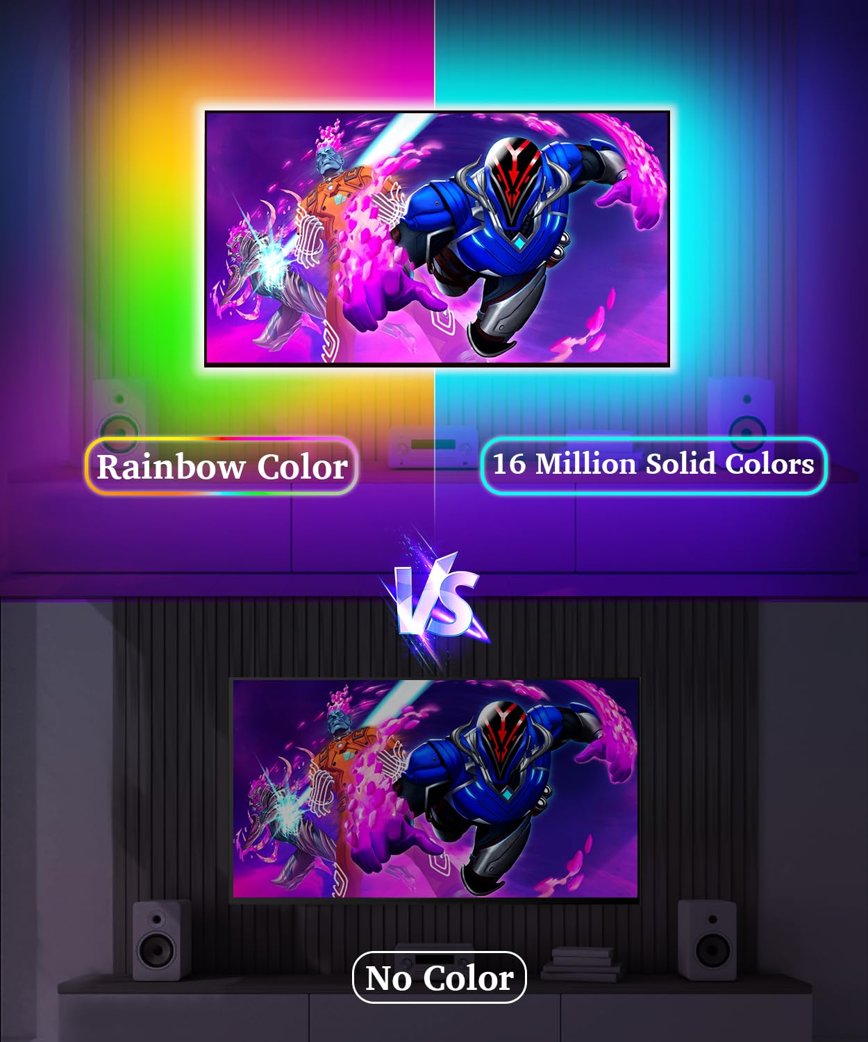 Moriacc Smart Tv Led Backlight, 13.1Ft Icrgb Led Lights For Tv,For 43-55 Inch,With Remote And App Control, Music Sync Color Chan