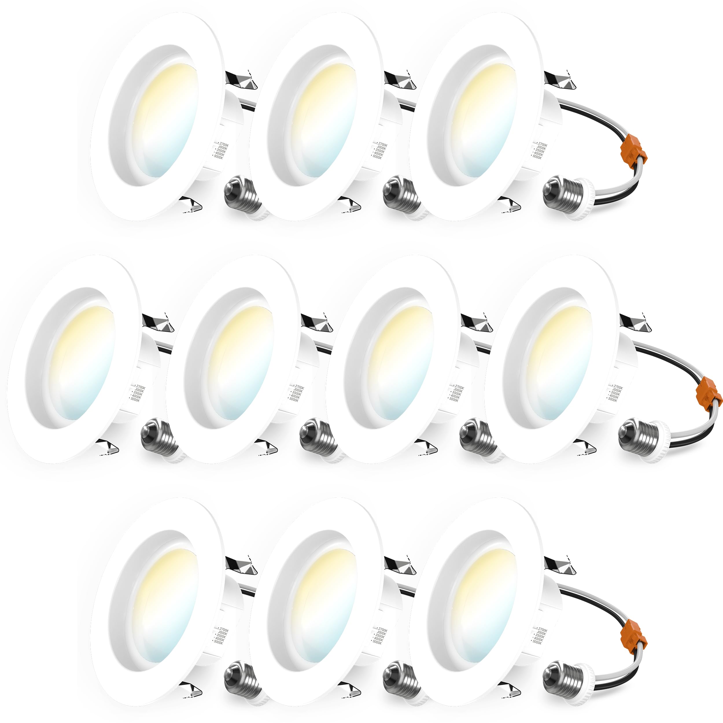 Sunco 4 Inch LED Recessed Lights Retrofit, Dimmable Can Lighting, 660 LM, 13W (40W Equivalent), Selectable CCT 2700K/3000K/3500K