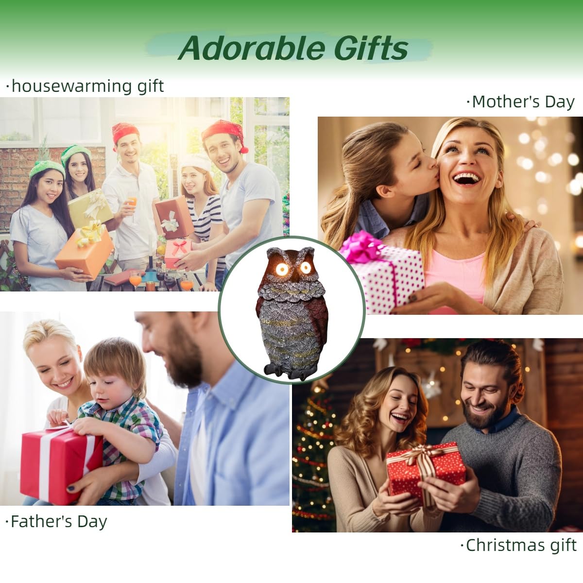 Jy.Cozy Solar Owl Decoy Statue - Glowing Eyes Resin Outdoor Decor For Garden, Porch, Lawn