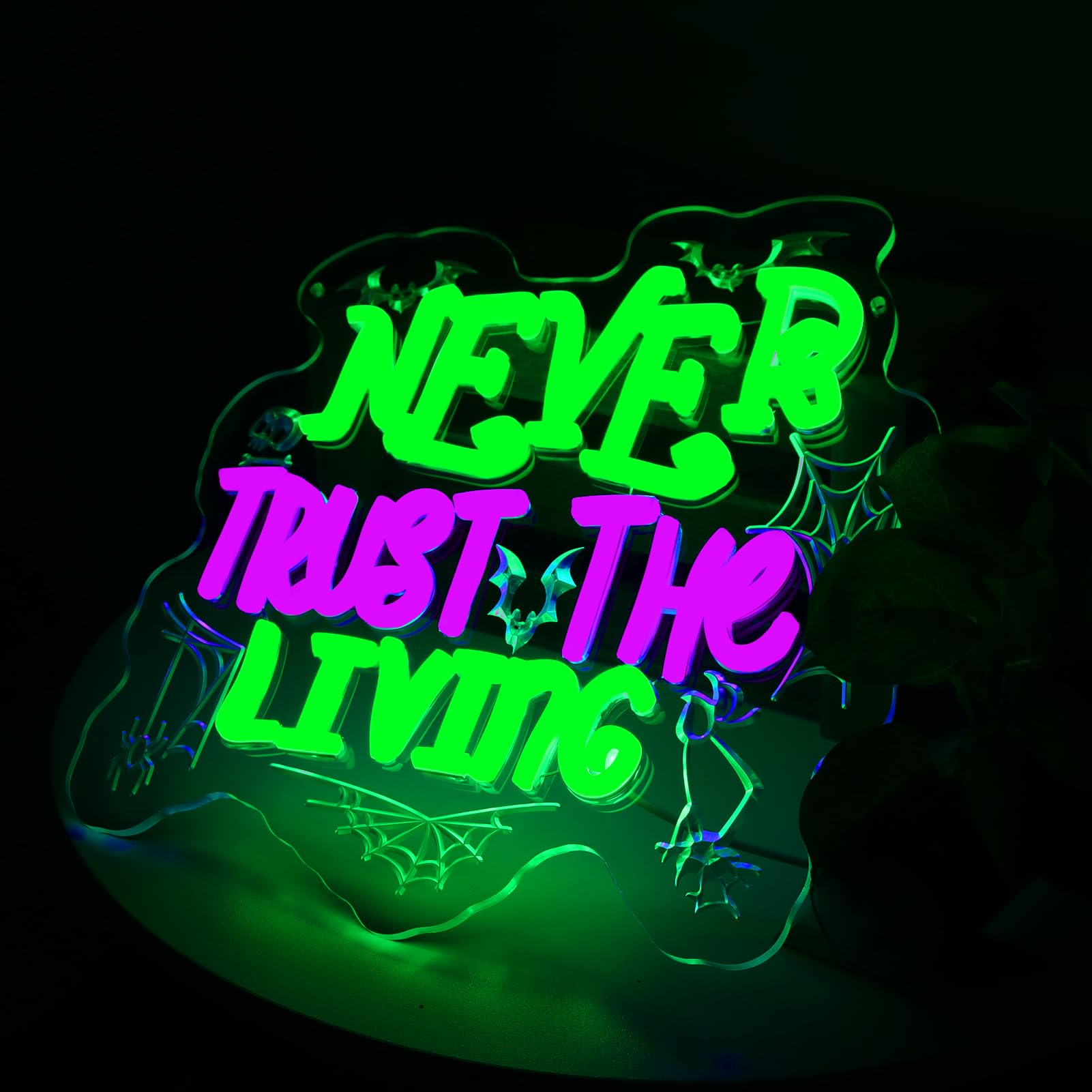KODGGHK Neon Wall Sign, LED Halloween Decor, Dimmable Switch, 11.8in x 11.8in, Green & Purple, Silicone