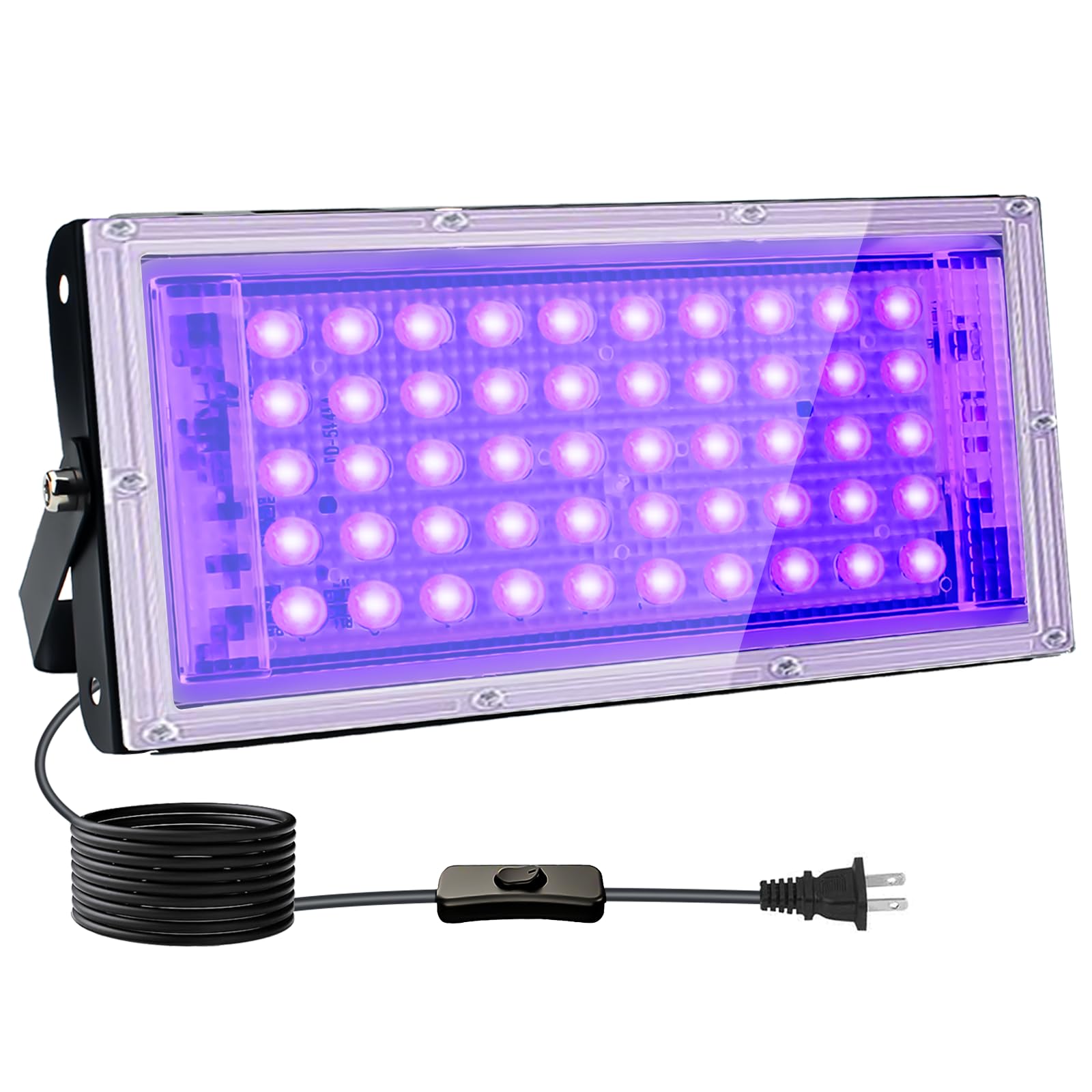 Indmird 50W Black Lights, Blacklight Flood Light With Plug And Switch,For Glow Party, Halloween, Fluorescent Poster, Stage Lighting, Body Paint