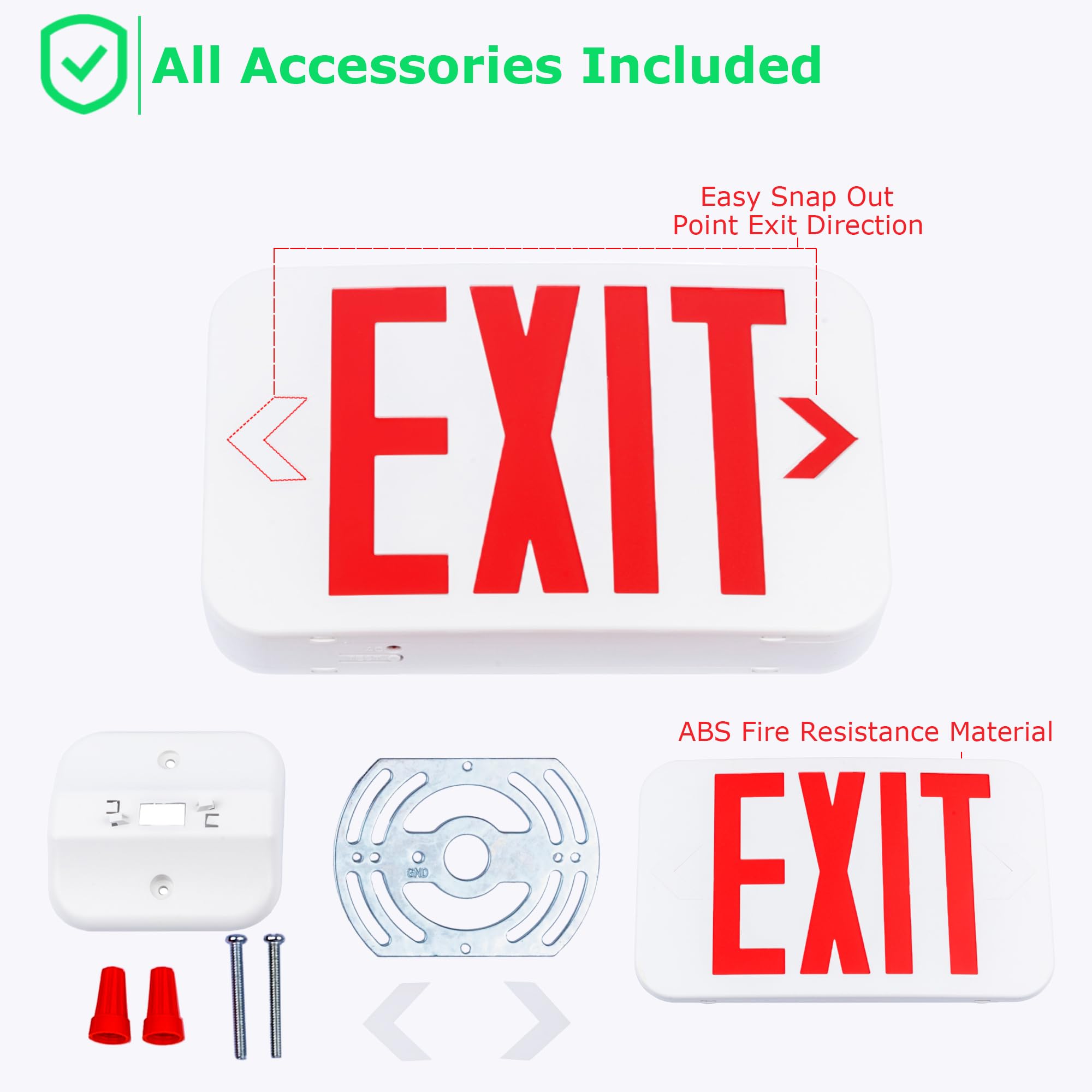 LIT-PaTH LED EXIT Sign, Double Face, Backup Batteries, UL 924, 120-277V, 12-Pack, White, Model LT-EL002-12PK