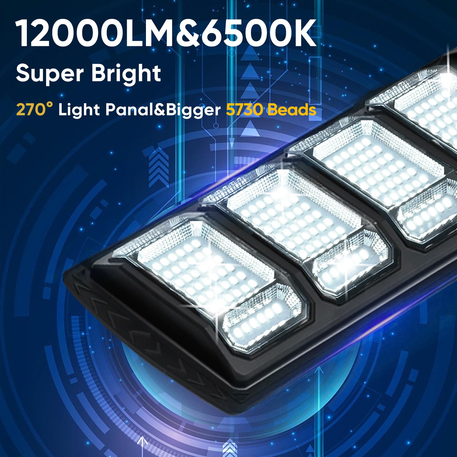 2 Pack Solar Street Lights Outdoor Waterproof,6500K 10000Lm 5730Msd Leds Solar Parking Lot Lights Dusk To Dawn, Solar Flood Ligh