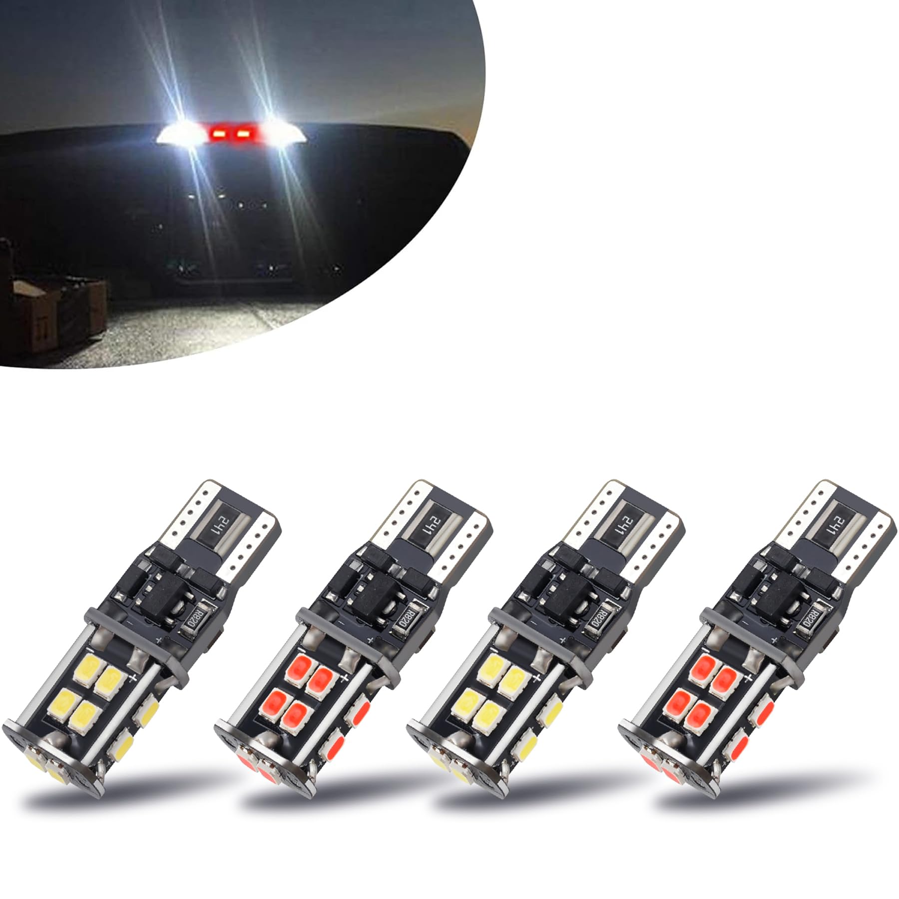 KISLED 194 LED Bulbs, Extremely Bright, 12-24V, Aluminum, White/Red, Model KISLED-194-3020-14WR