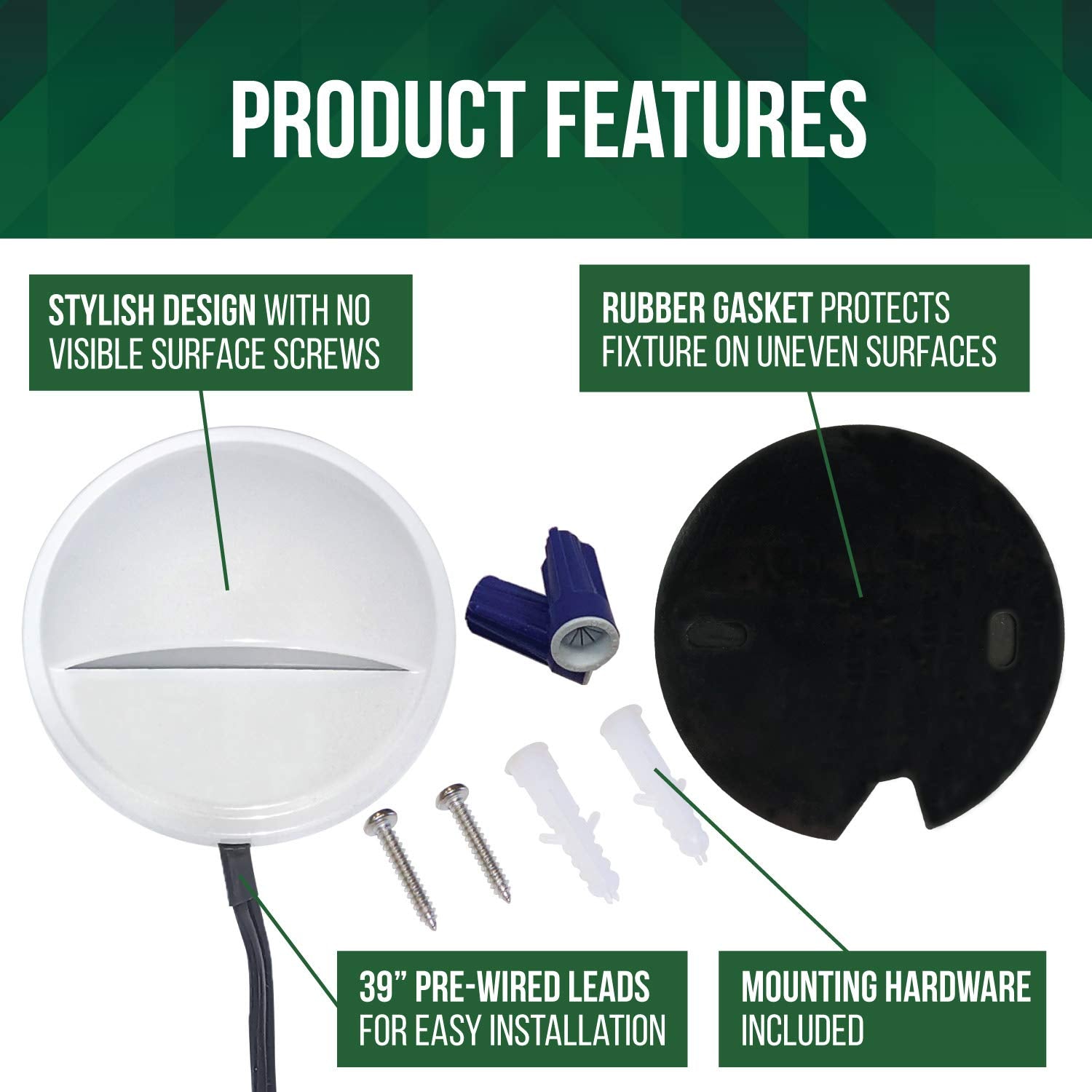 Gkoled 12V Low Voltage Led Landscape Deck Light, 2W Step Light, Aluminum, 6 Pack