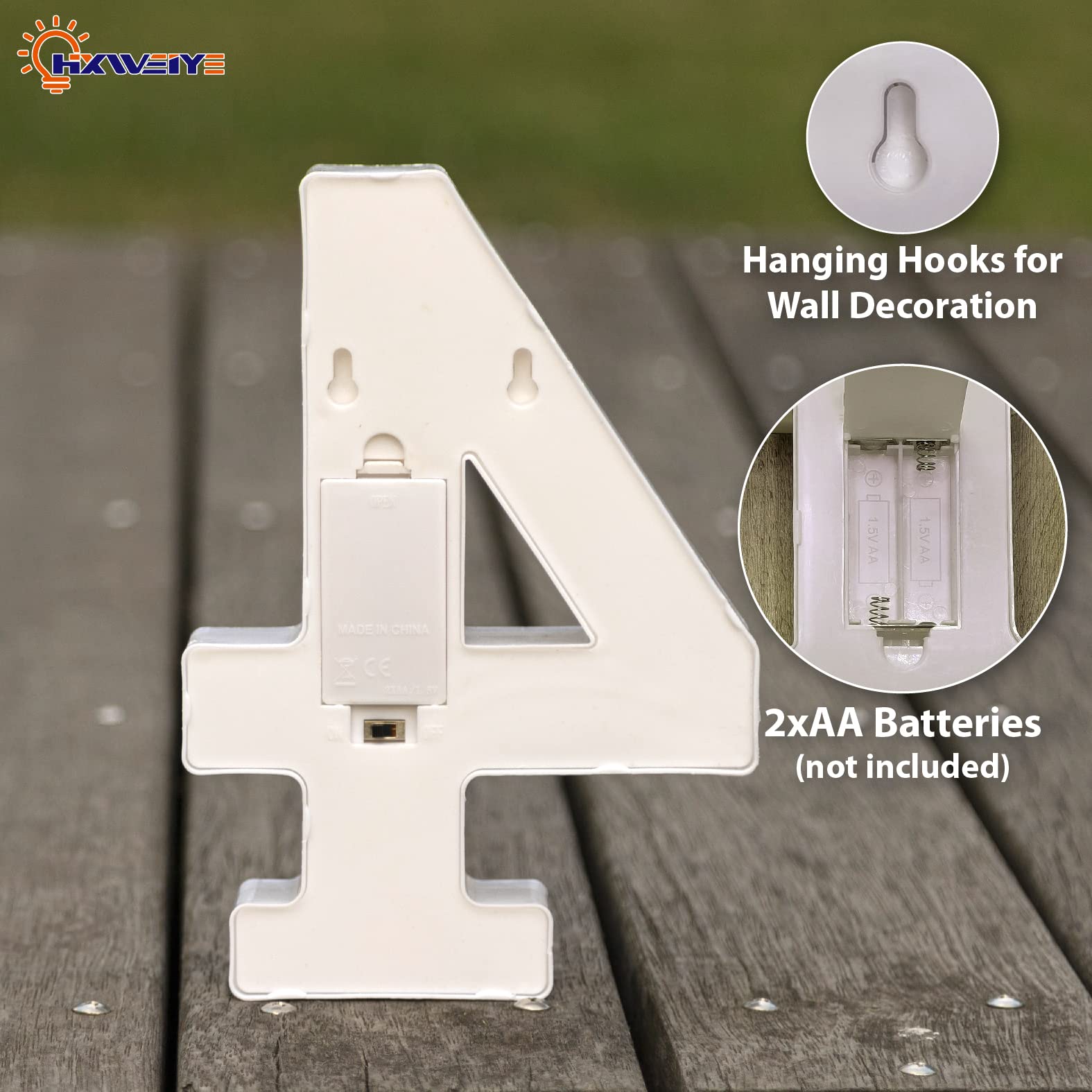 HXWEIYE Marquee Light Up Numbers - LED Sign, 26 Letters & 10 Numbers, Battery Powered, Warm White Color