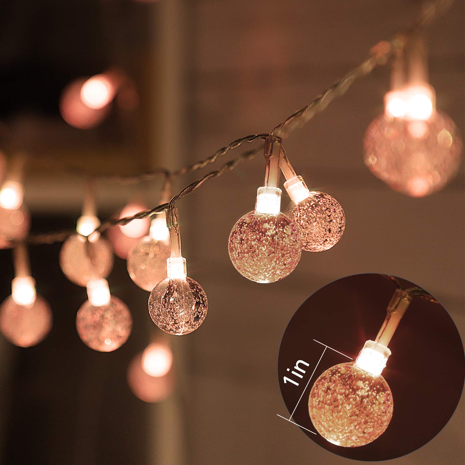 Omika Globe Outdoor String Lights Plug In, Connectable 66Ft 120Led Crystal Ball Lights Waterproof Remote, 24 Colors Decorative Lights For Patio Umbrella Tent Garden Eaves Party Indoor Christmas Décor