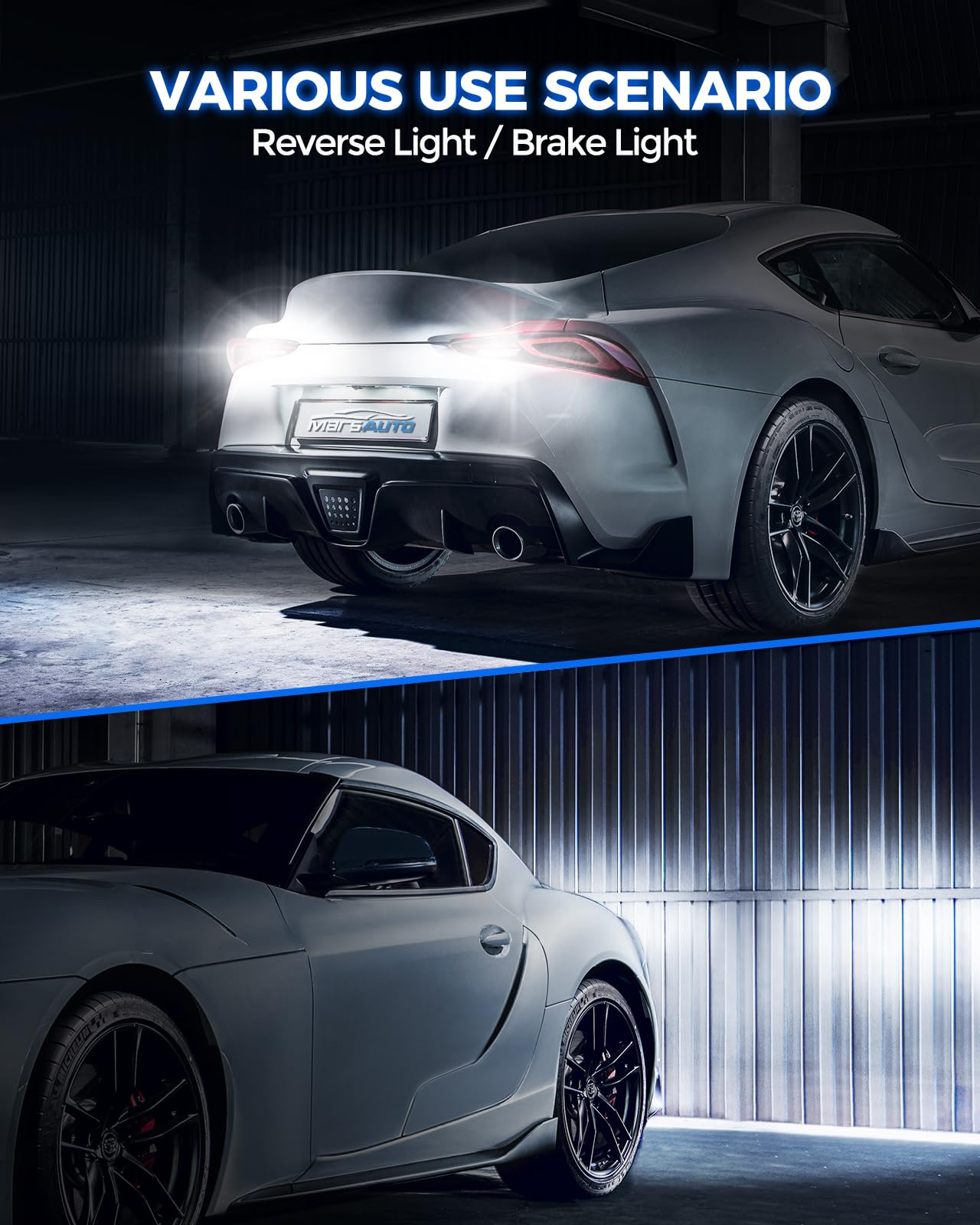 Marsauto 3157 LED Light Bulbs - 500% Brighter Xenon White 6000K, Tail Backup Parking DRL, Aluminum, Pack of 2