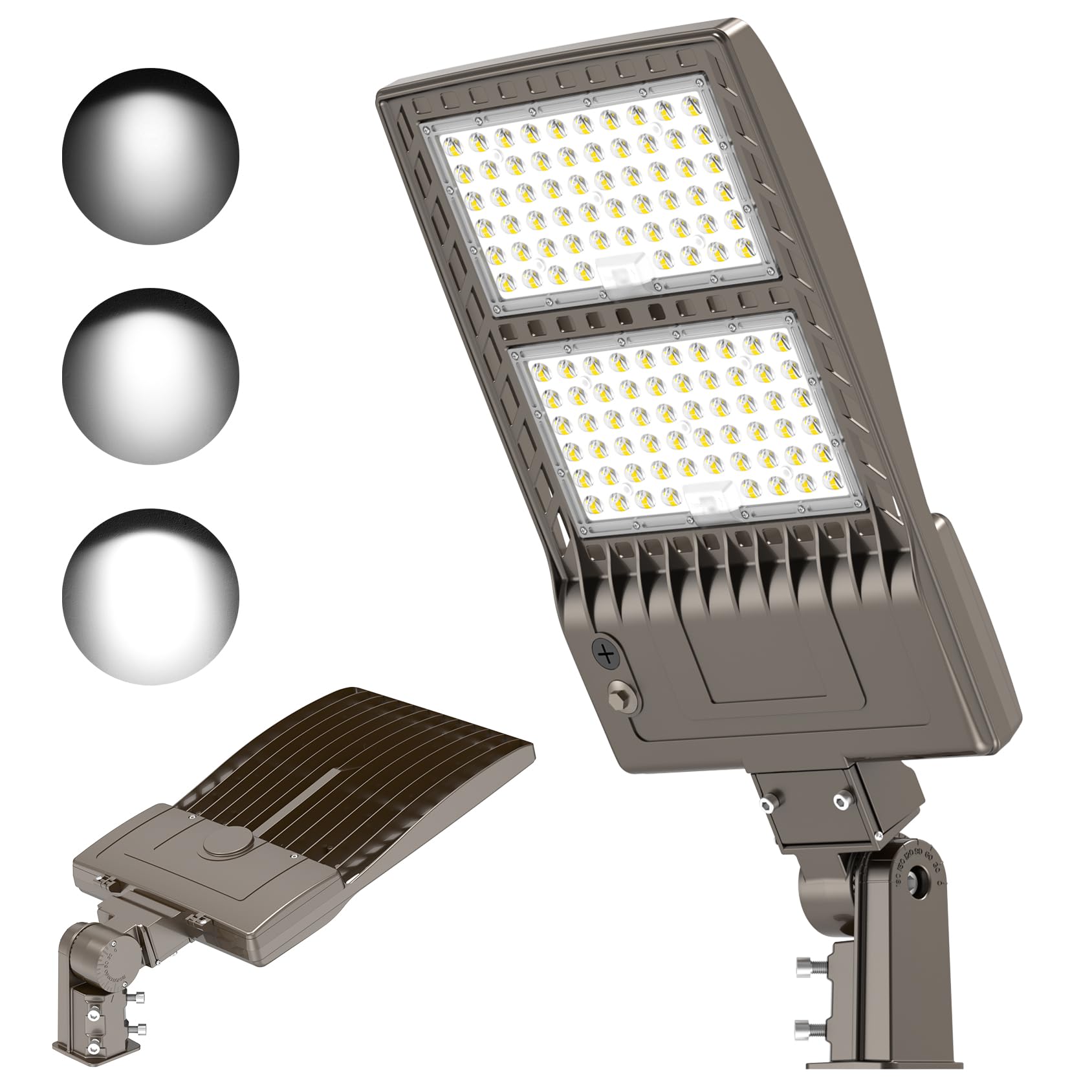400W Led Parking Lot Light 60 000Lm  Power Adjustable Dlc Ul Listed Led Shoebox Parking Pole Light 5000K Ip65 Waterproof Outdoor Commercial Area Lighting Industrial Grade With Slip Fitter 110V 120V