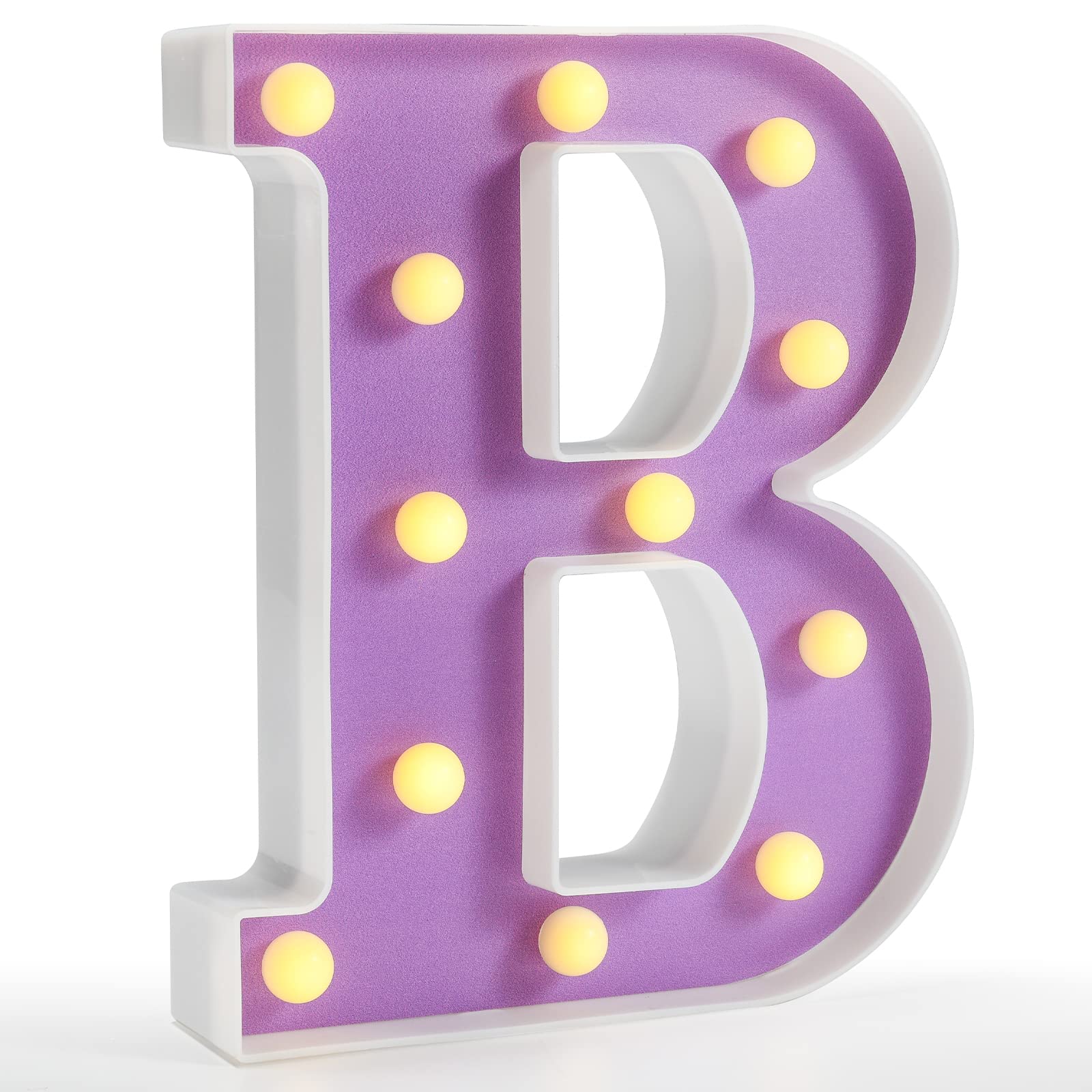 Pooqla LED Letter Light Sign, Purple, 8.66in Tall, Plastic, Colorful DIY Marquee for Home Party, Birthday, Wedding Decoration