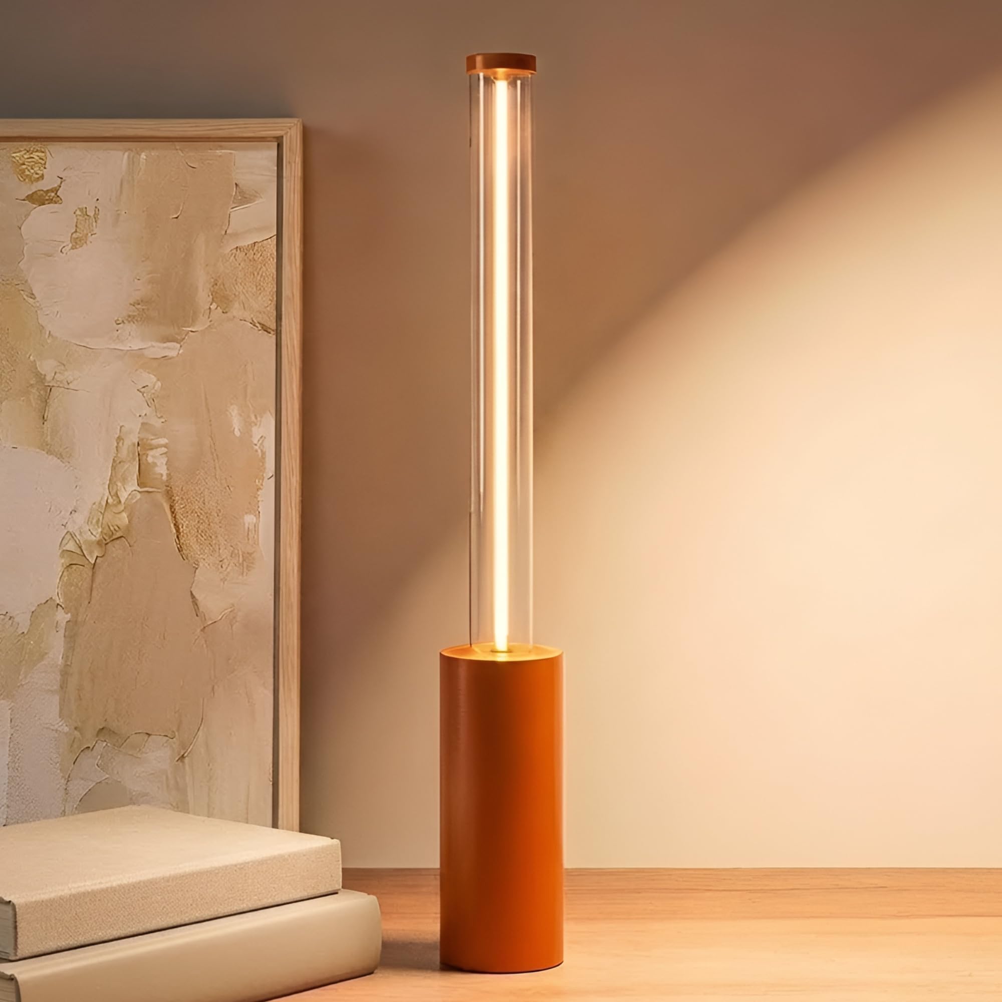 RETRIN Cordless Table Lamp Rechargeable, Orange Aluminum Touch LED Lamp, Dimmable 2200K Warm White, USB-C Charging, 3 Modes, for