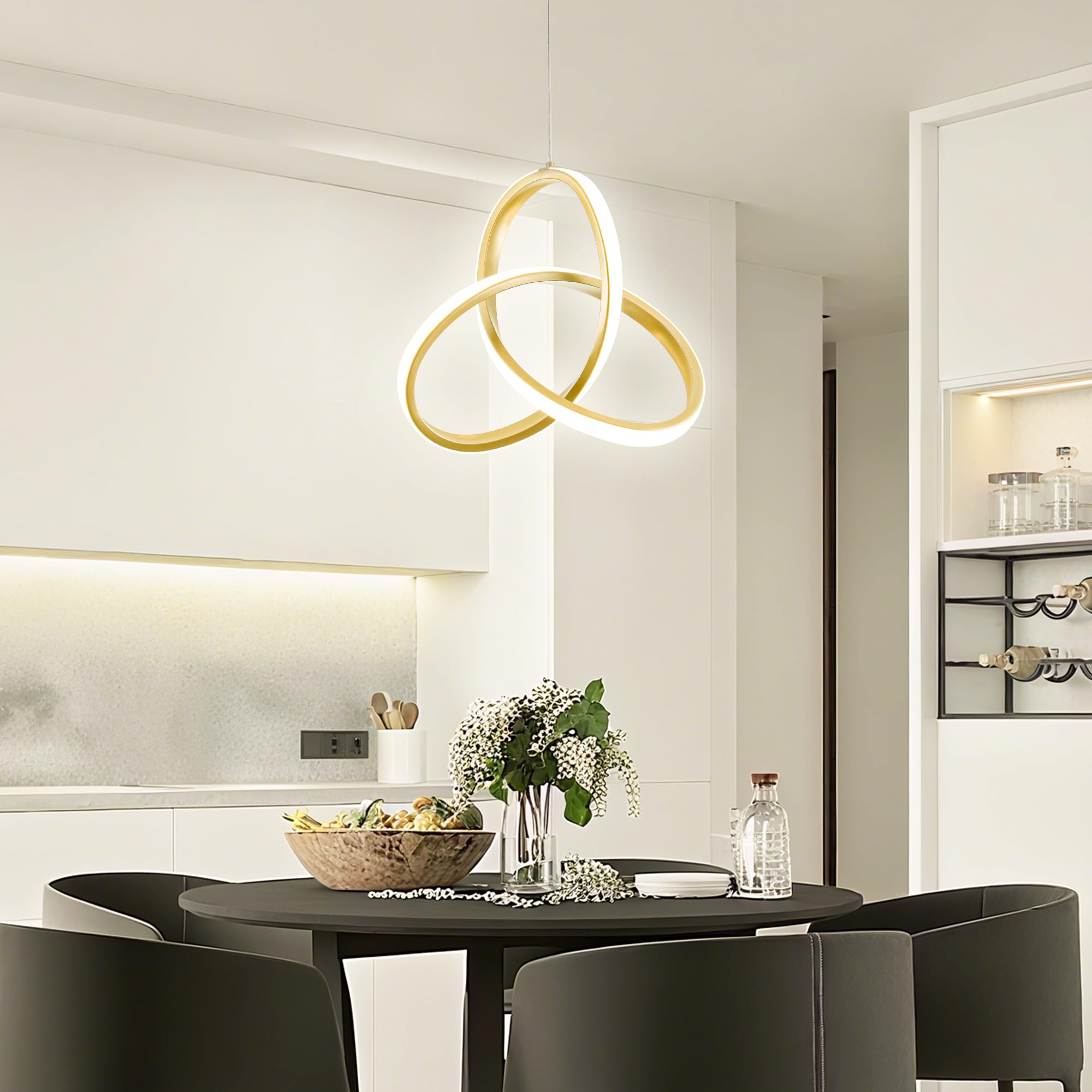 Mayna Spiral Kitchen Pendant Lighting  4000K Modern Led Pendant Lighting  18W Adjustable Height Island Light Fixture For Kitchen Bedroom Kitchen Island Cafe  1 Pack (Gold)