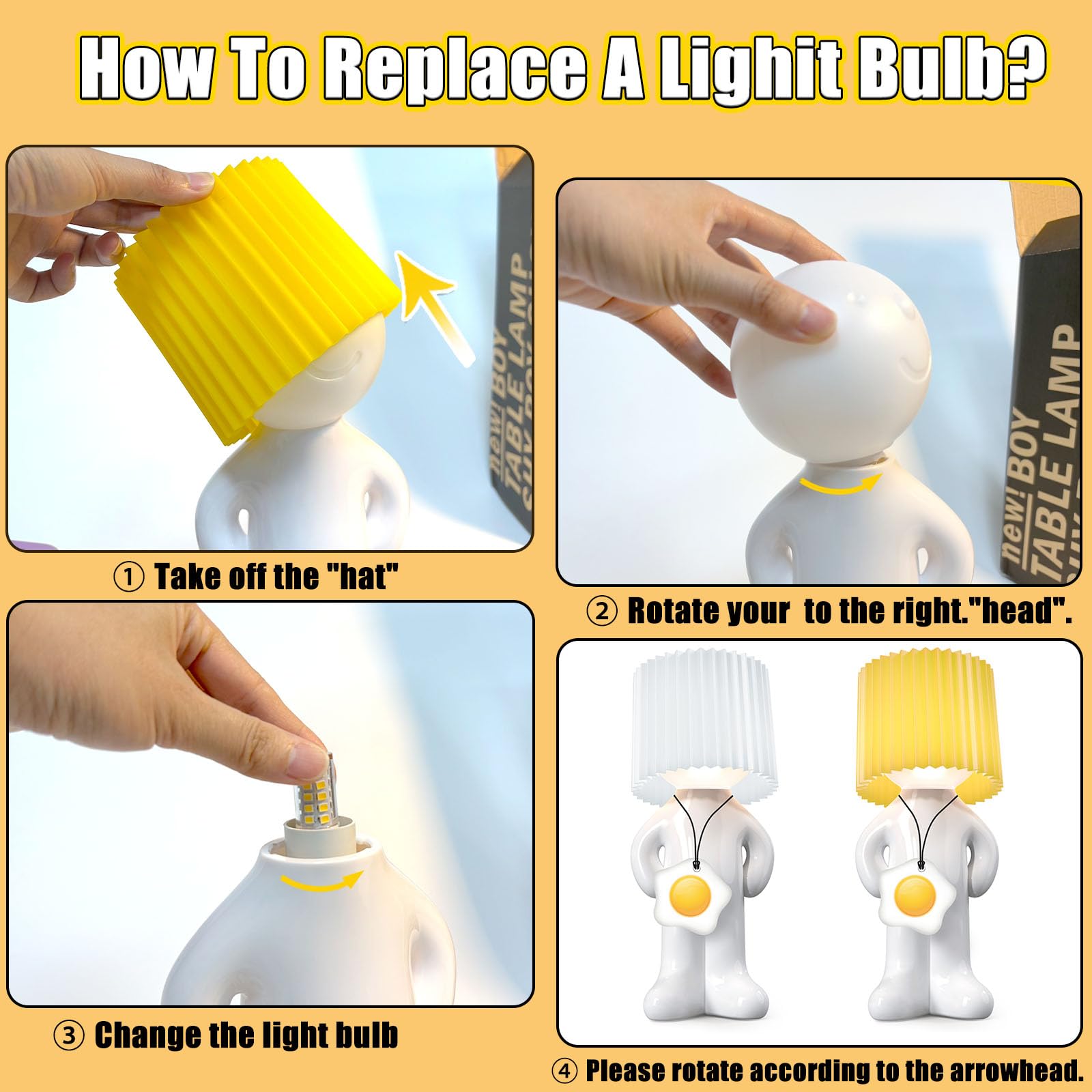 Nmignh A Little Shy Man Lamp, Creative Small Night Light Led Plug-In Table Lamp, Home Decoration Novelty Gift For Bedroom, Chris