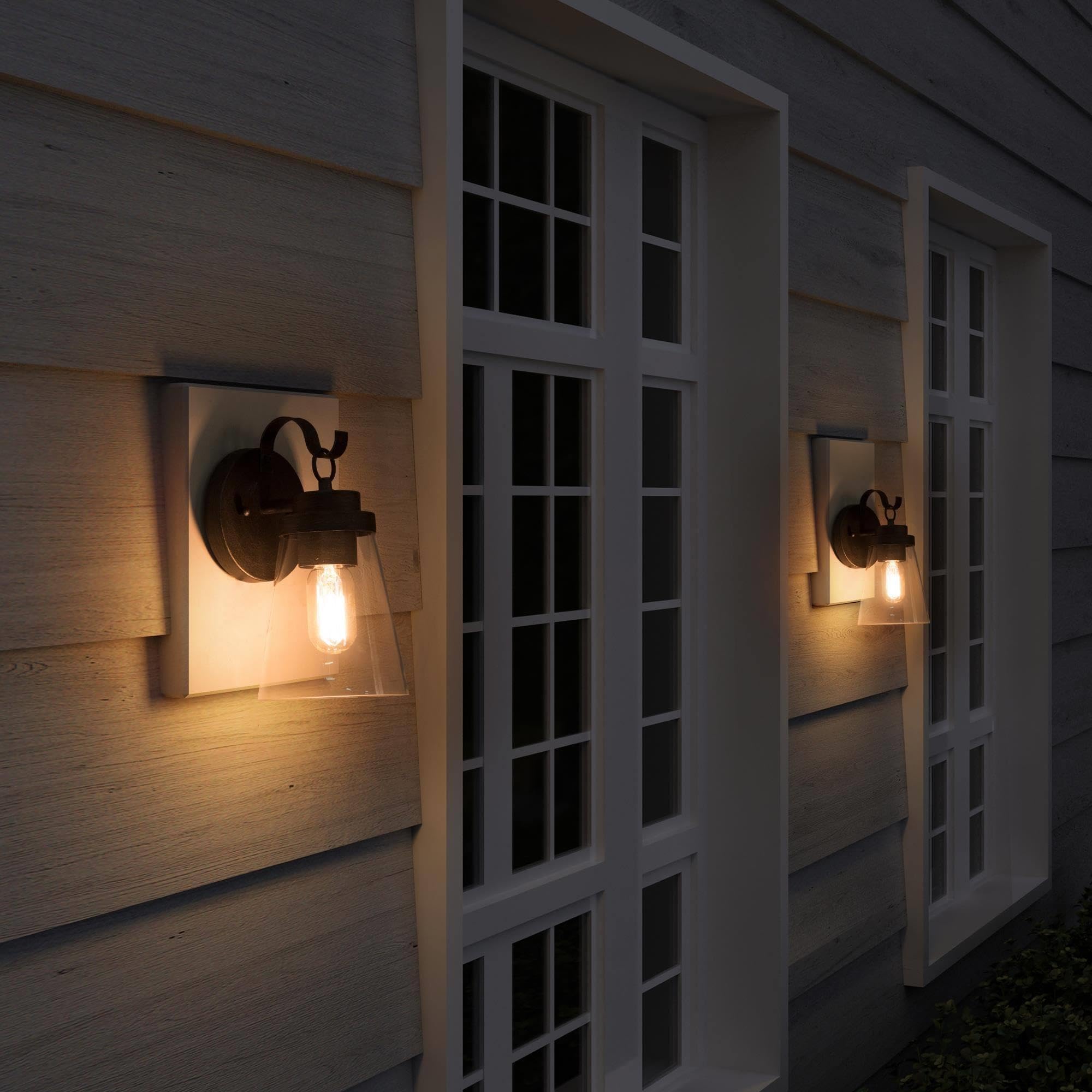Gepow Outdoor Wall Lights 2 Pack, Brushed Silver Farmhouse Sconces For Porch & Patio