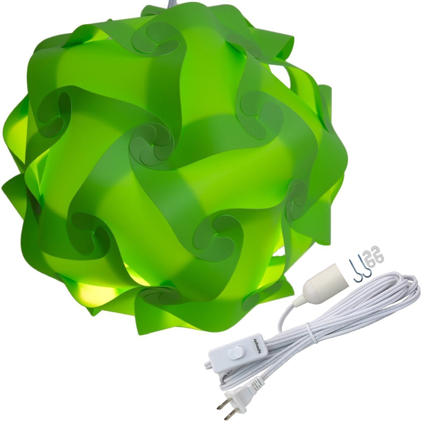 Lightingsky DIY Jigsaw Puzzle Lamp Shade Kit, 12in Green Plastic Ceiling Pendant with 15 Feet Hanging Cord