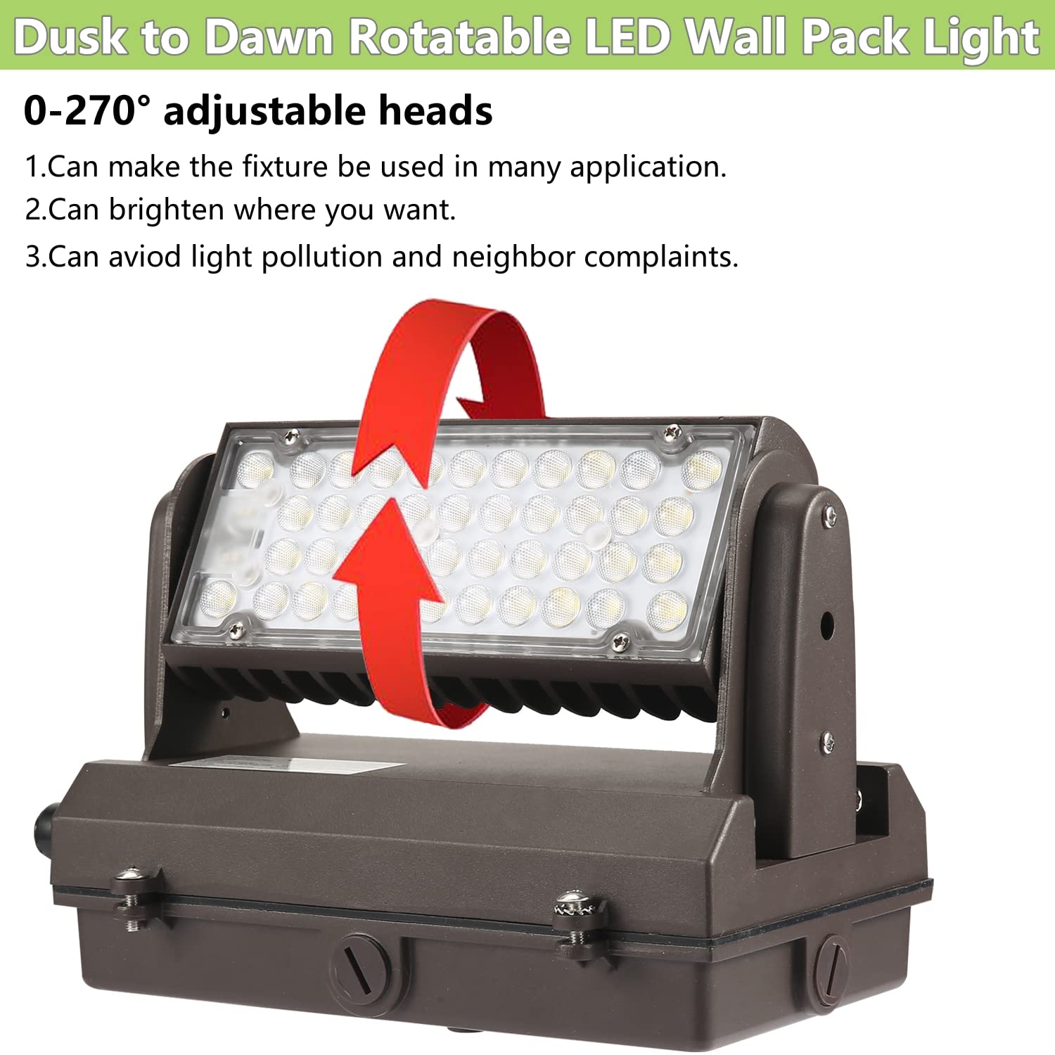 ECCFUTLL Dusk to Dawn 80W LED Wall Pack Light 11200LM 5000K Brown Model RWP80W2