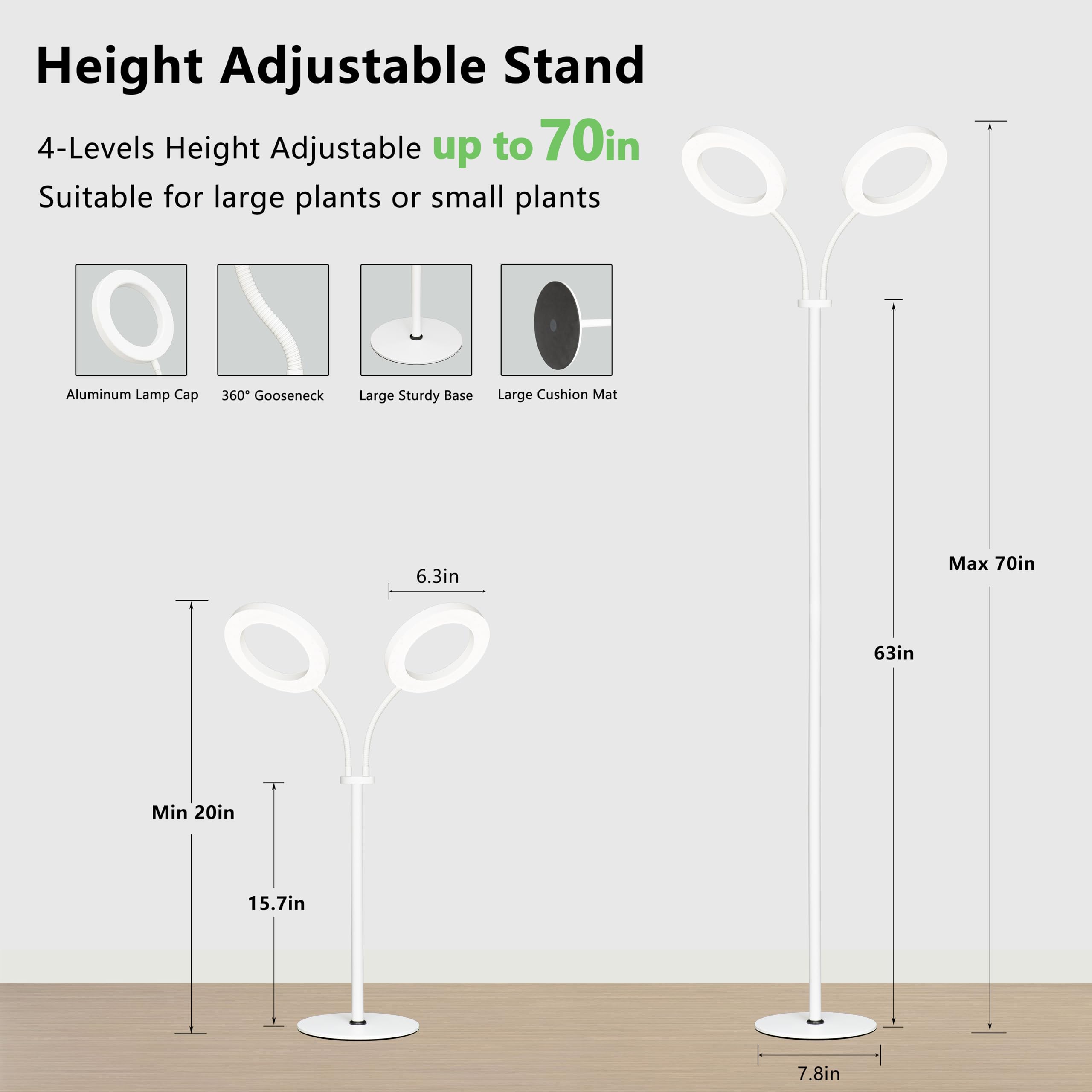 Geciliaoran Grow Light For Indoor Plants, Full Spectrum Led Halo Plant Lights With Stand, Floor Standing Growing Lamp With Adjus