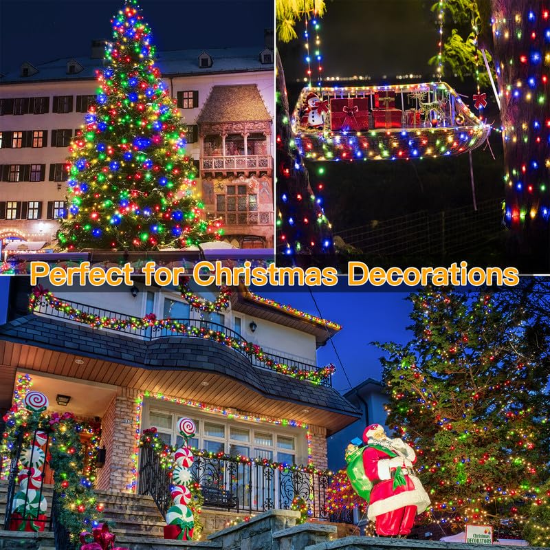 Ollny 393FT 1200 LED Christmas Lights - IP67 Waterproof Multicolor String Lights with Remote Timer for Indoor/Outdoor Decorations