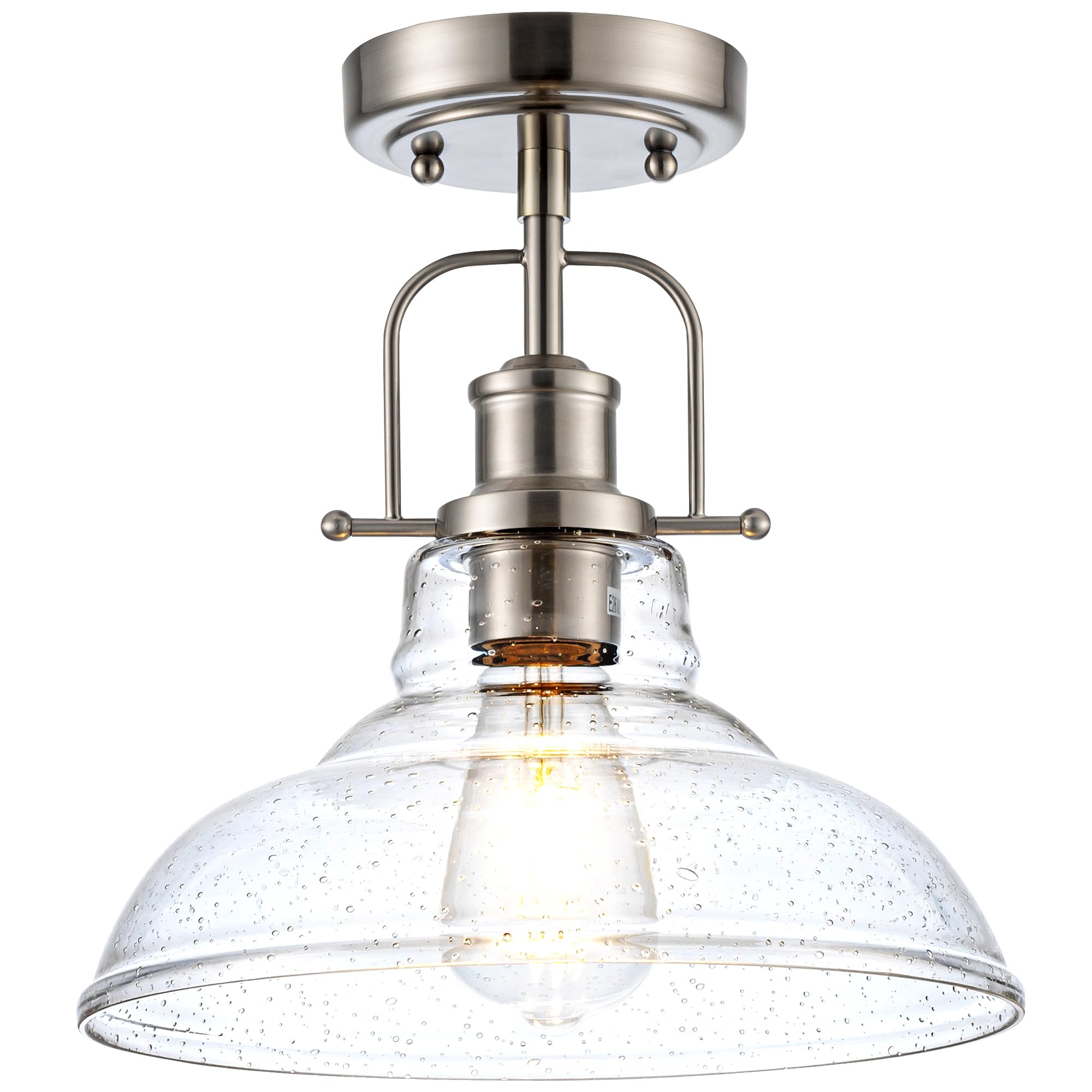 Zlepmlla Modern Flush Mount Ceiling Light Fixture, < Bulb Not Included> Brushed Nickel Finished With Clear Glass Shade, Farmhouse Light Fixture For Kitchen Island Entryway Porch Foyer Dining Room