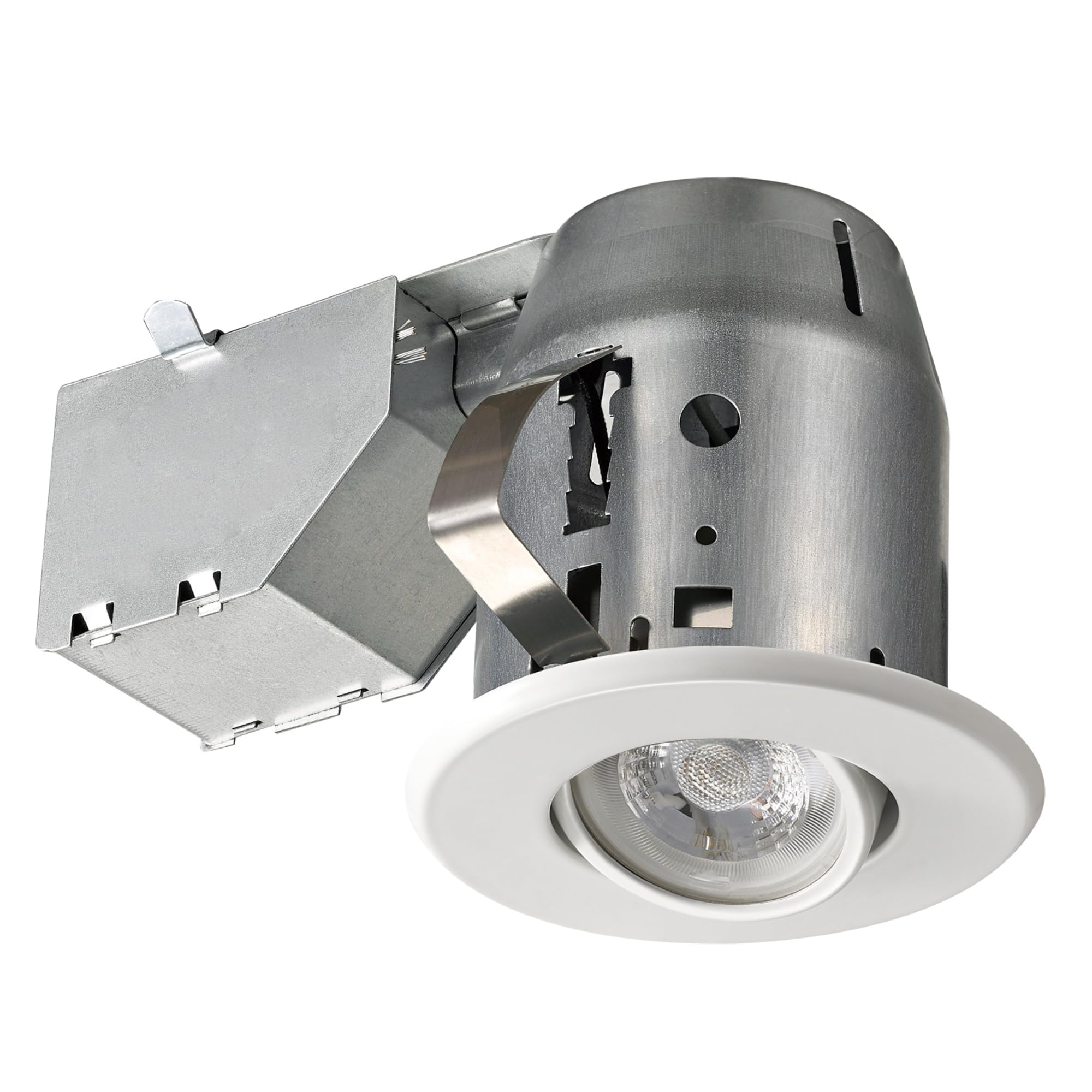 Globe Electric 90679 3'' Swivel Round Trim Recessed Lighting Kit, White, Easy Install Push-N-Click Clips, 3.25'' Hole Size, Rece