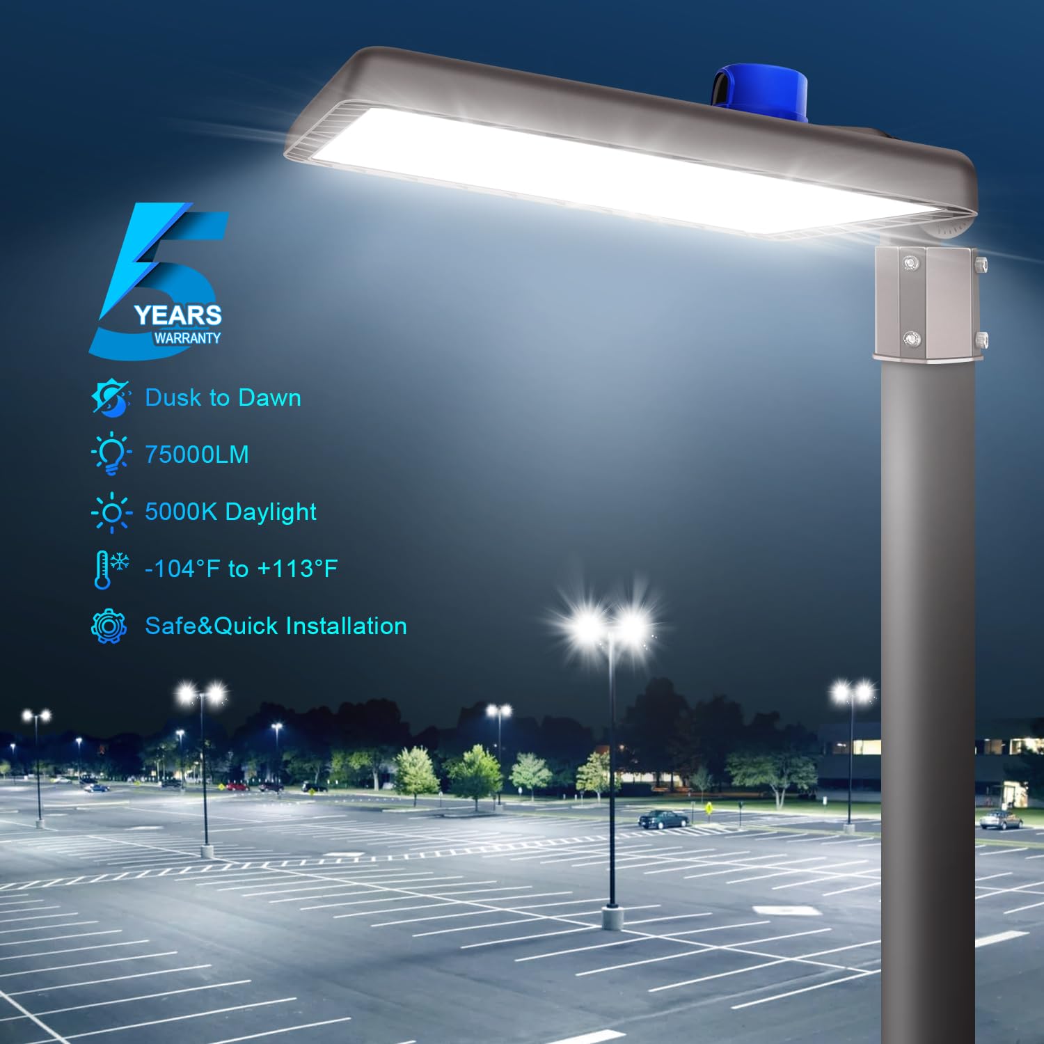BIRITALO 480W LED Parking Lot Light, 72000LM Dusk to Dawn, IP65 Waterproof, Brown, Model 1512, Slip Fitter for Outdoor Use