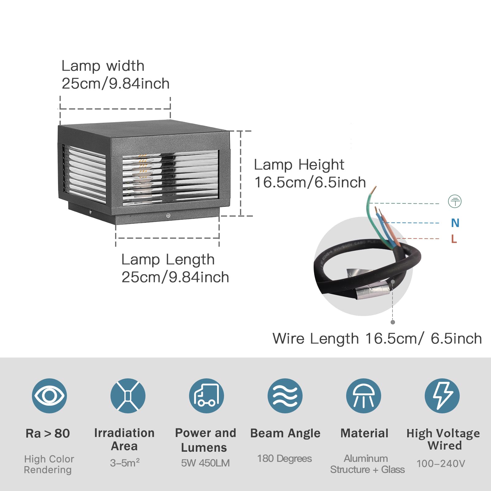 Mvbt 9.8&quot; Waterproof Outdoor Post Light, Modern Aluminum Pillar Lantern, 3000K Led