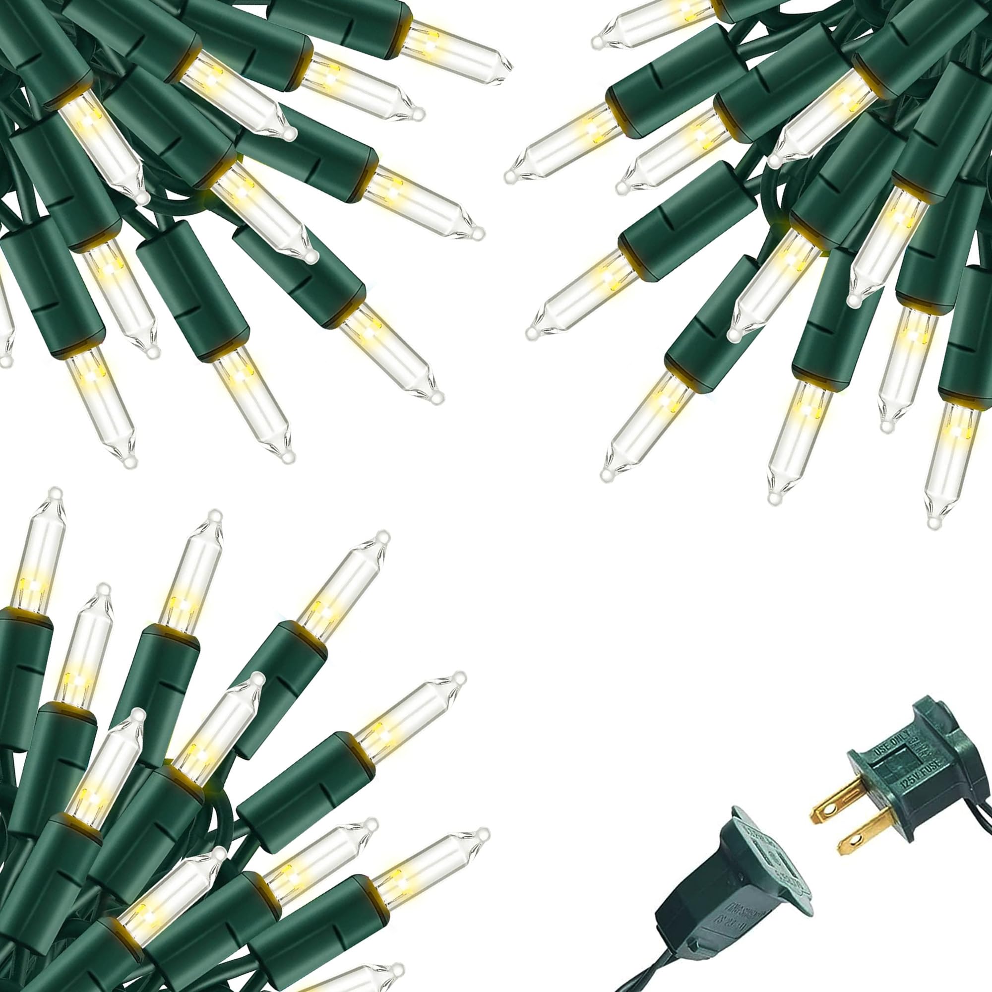 Tw Shine Warm White Christmas Lights  3 Pack Total 60Ft 300 Count Incandescent Mini Tree String Lights  Waterproof Christmas Decorations For Outdoor Indoor Xmas Patio Home Party Garden Yard Decor