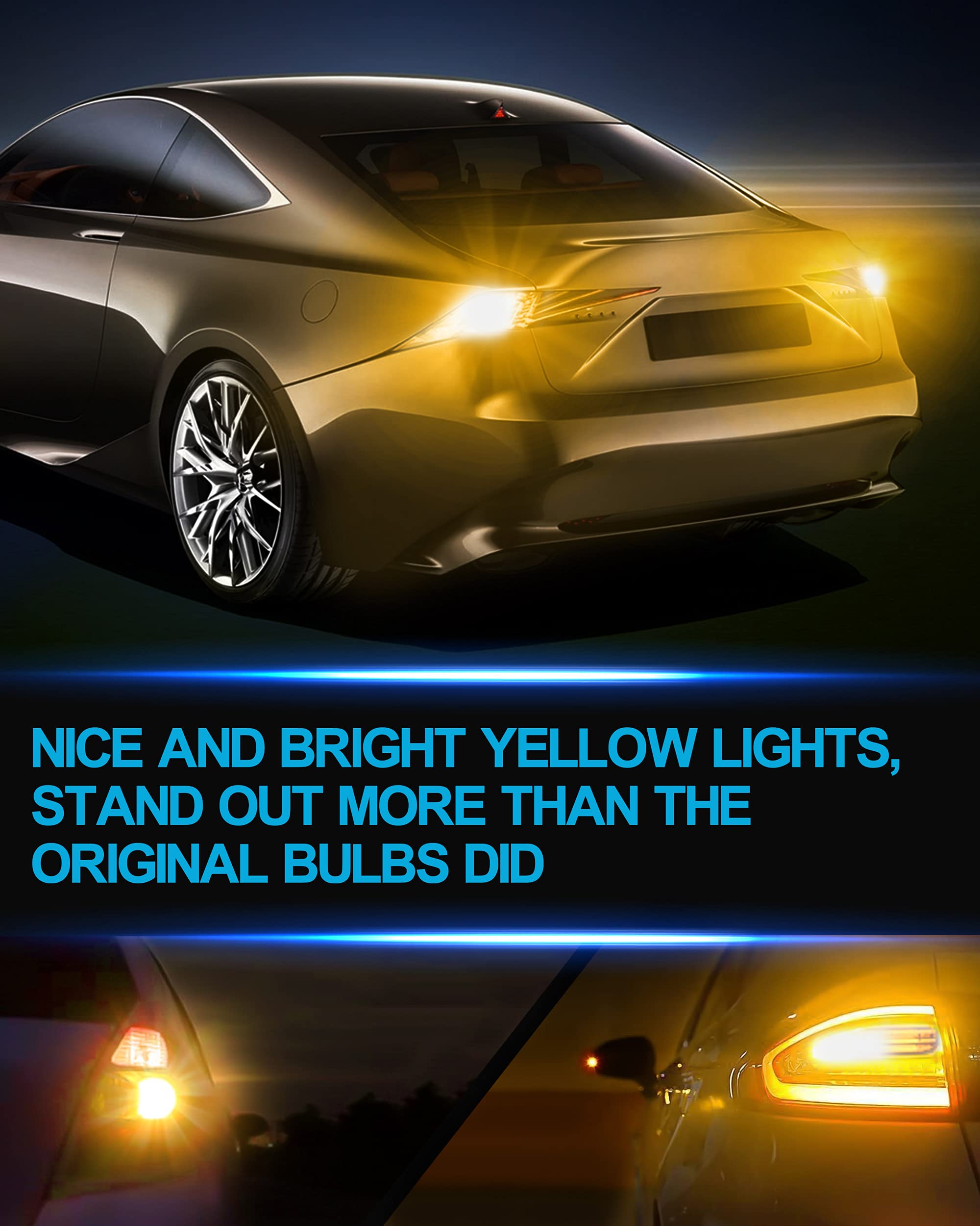 Yorkim 1157 Led Bulb Amber, 1157 Led Turn Signal Bulb, 2357 Led Bulb 2057 7528 Bay15D Replacement For Turn Signal Blinker Lights