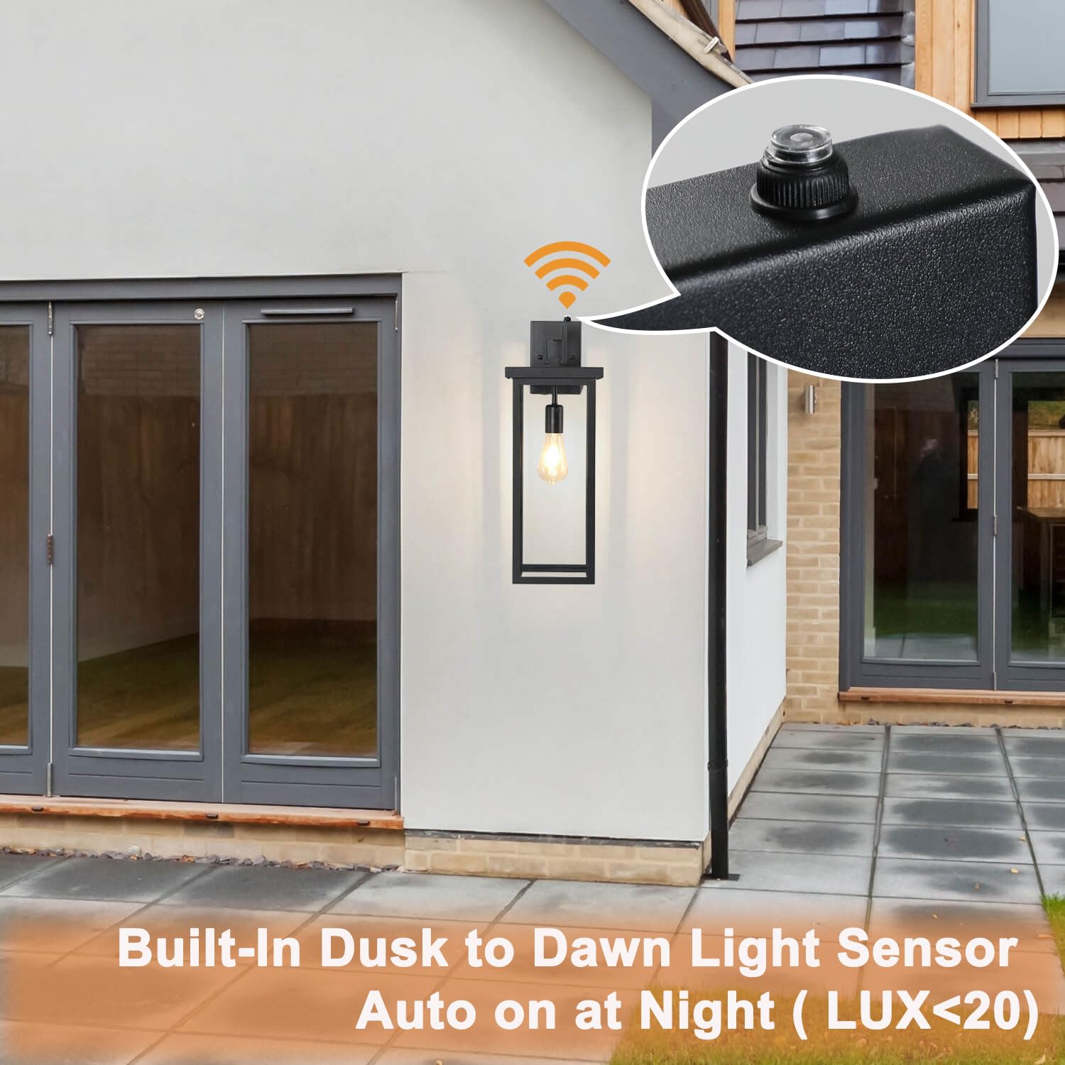 Tewei Dusk To Dawn Large Outdoor Wall Lights, 20 Inch Outdoor Sconce Lights Black Exterior Lighting Fixtures, Large Porch Light