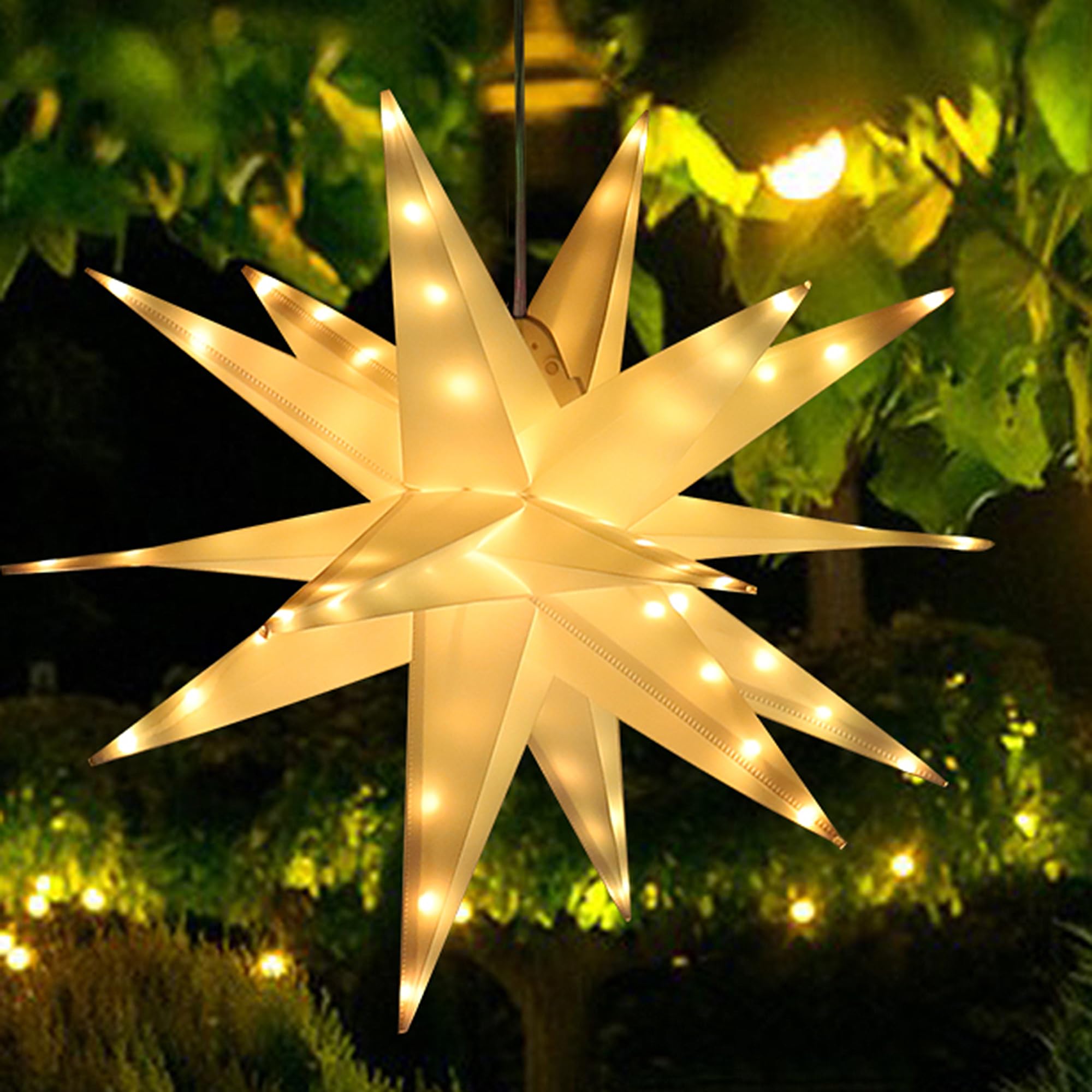 FUCHSUN 23" LED Moravian Star Light - Color Changing Christmas Tree Topper, Multi-colored, 6 Lighting Modes, Model GP-SW050DC1000-IP44