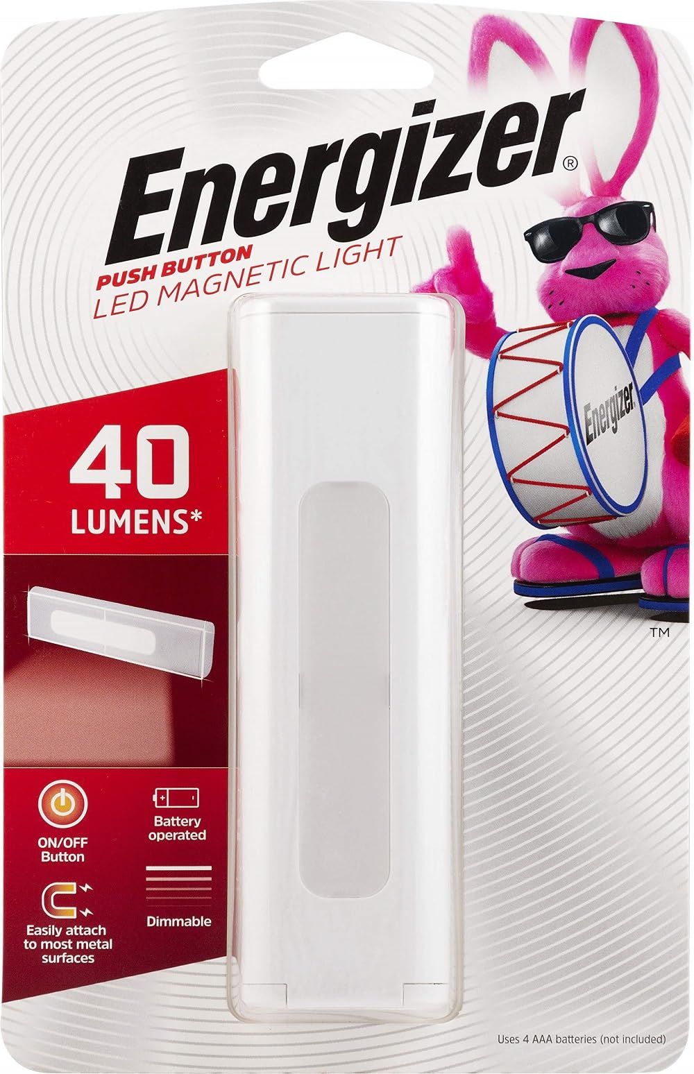 Energizer LED Under Cabinet Light, Battery Operated, Dimmable, Manual On/Off, Wireless, Wall Magnet Mount, Under The Counter Lig