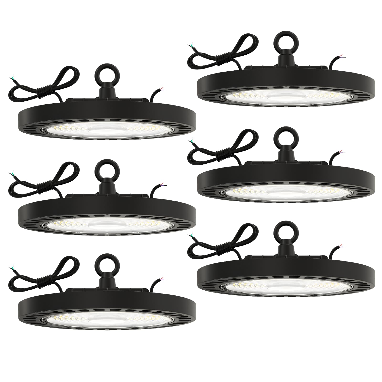 Sunco 6 Pack UFO LED High Bay Light, 150W, 21000 LM, Dimmable 0-10V, IP65 Waterproof, 5000K Daylight, Aluminum
