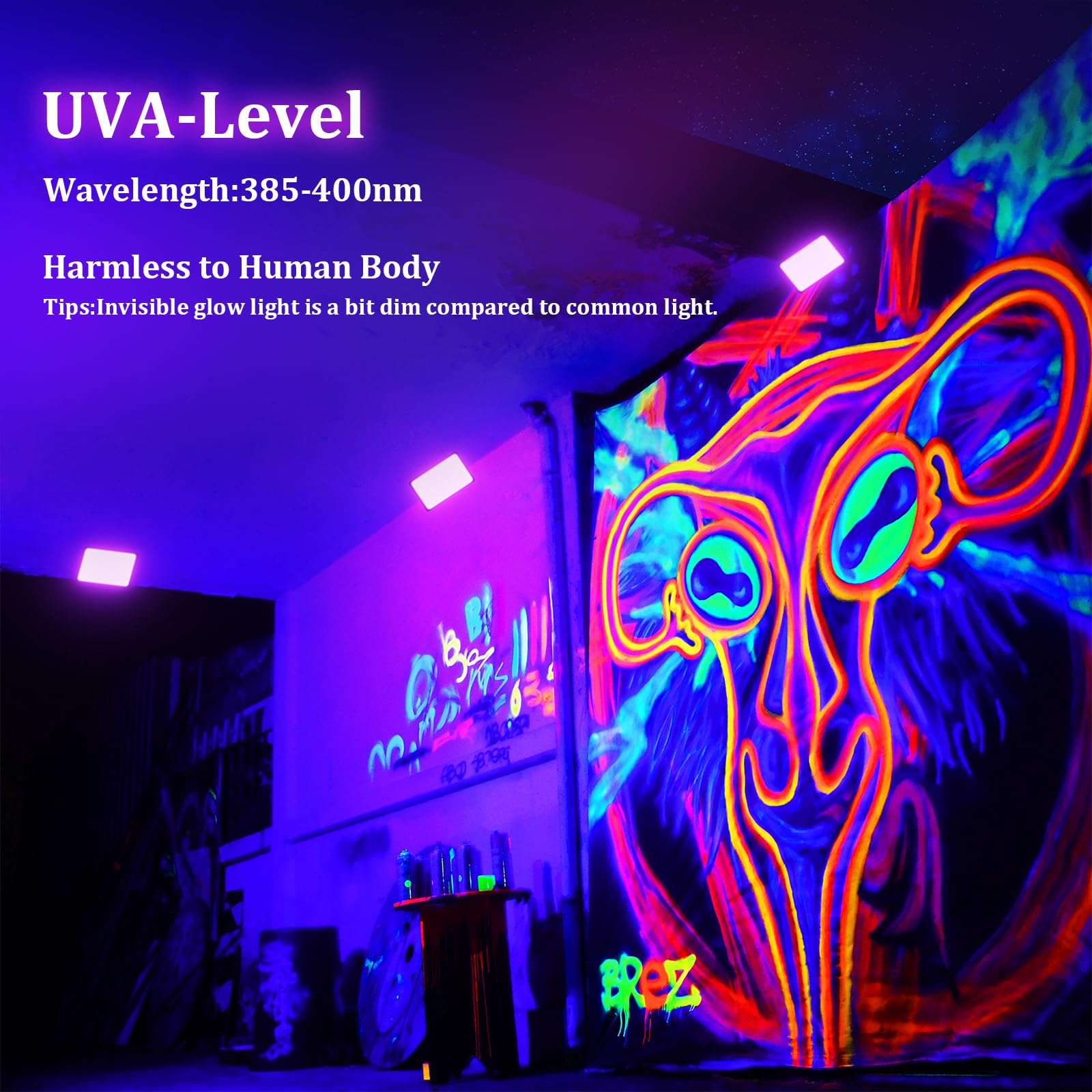 Meloght 30W Led Black Light, 35 Leds Blacklight Flood Light With Plug And Switch, Light Up 200Sq.Ft, Ip66 Waterproof Led Glow Lights For Party, Halloween, Bedroom, Stage Lighting, Poster, 4 Pack