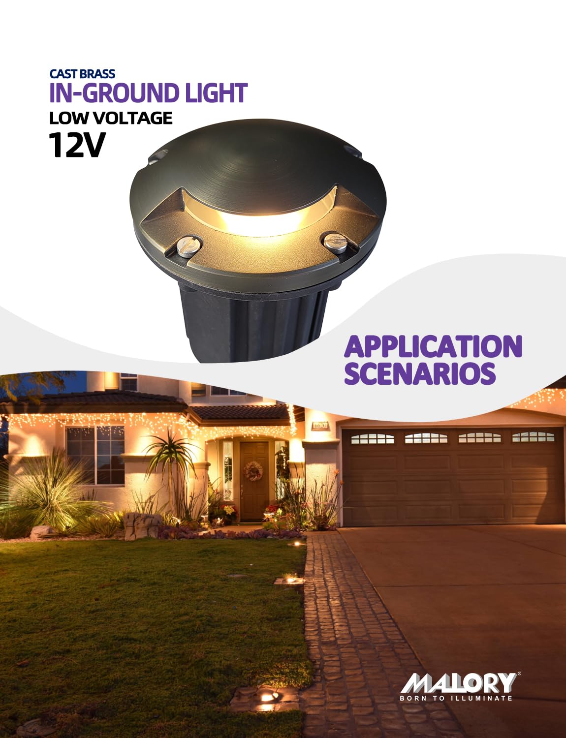 Malory Brass Top Cover Landscape Well Lights (5H) 12V Low Voltage Outdoor In Ground Lights 5W Landscape Lighting For Pathway  Driveway And Garden (One-Direction Turret  10-Pack With Bulb)