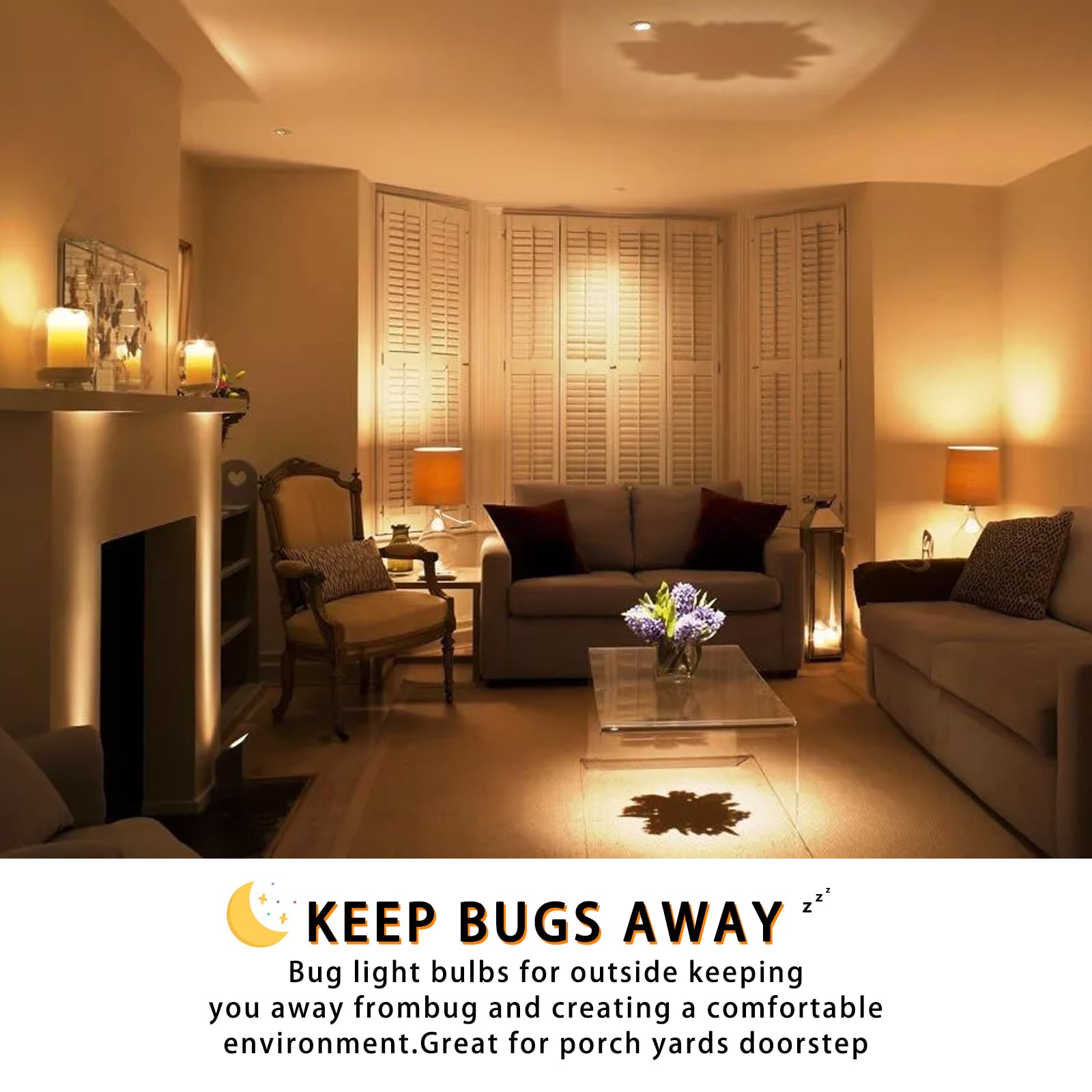 Gonhom Par38 Bug Flood Light Bulbs Outdoor,4 Pack-Dimmable,Bug Lights For Outside,20W Replace Up To 200W,Amber Yellow Light Bulb