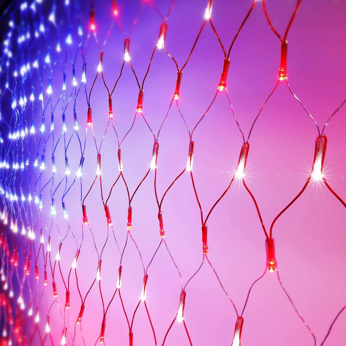 realization LED Flag String Lights, Waterproof, 6.5ft x 3.3ft, Red, White, Blue, Model TSD-200W-5/S for Yard, Garden,